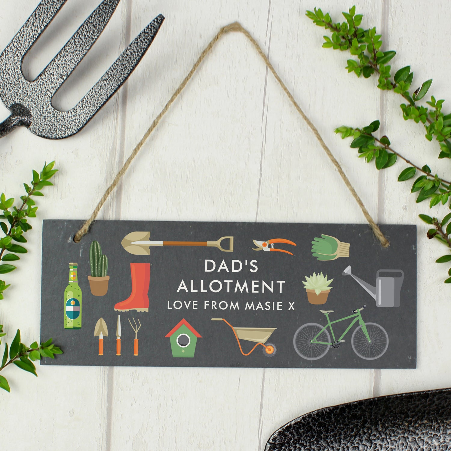 Personalised Garden Printed Hanging Slate Plaque - gift & personalise