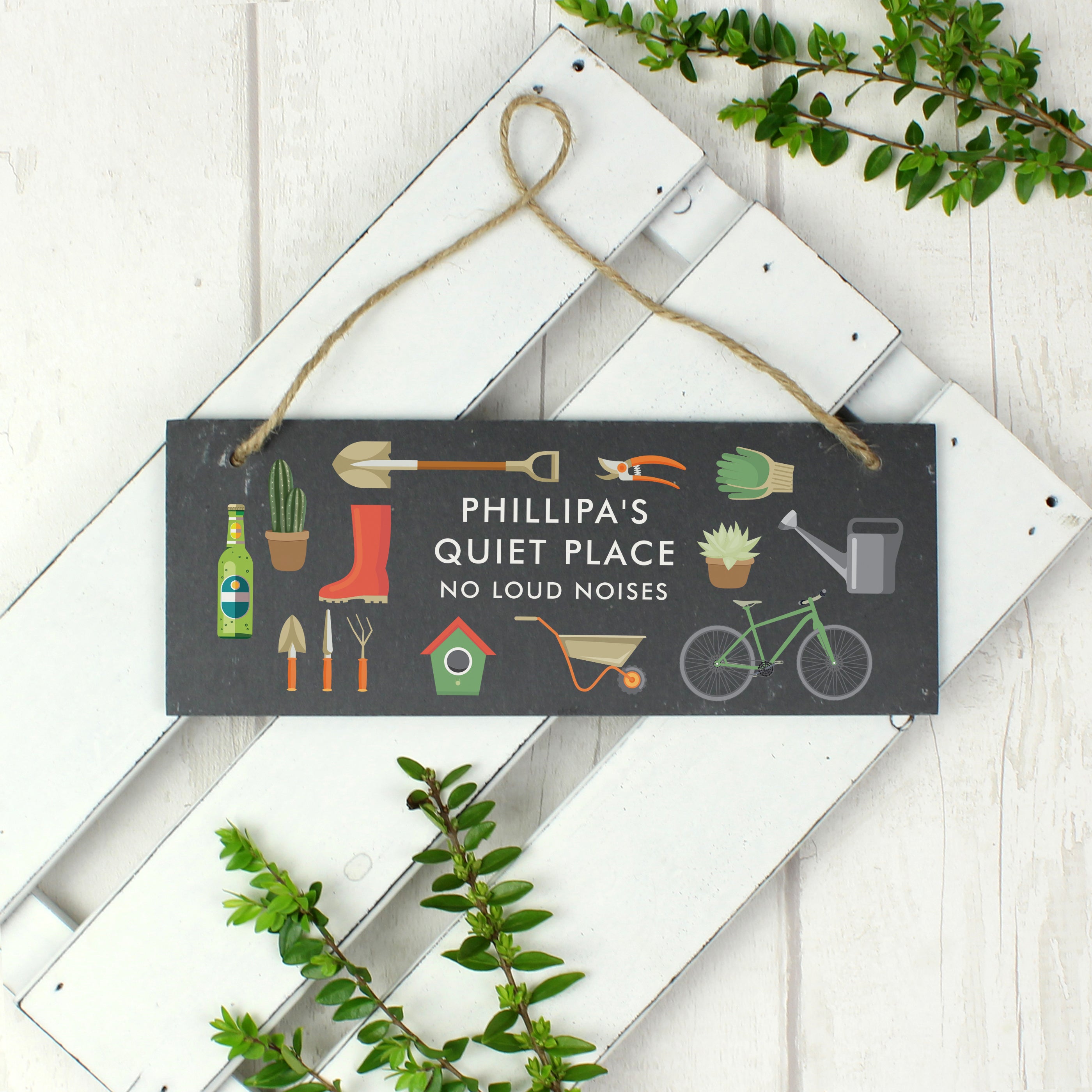 Personalised Garden Printed Hanging Slate Plaque - gift & personalise