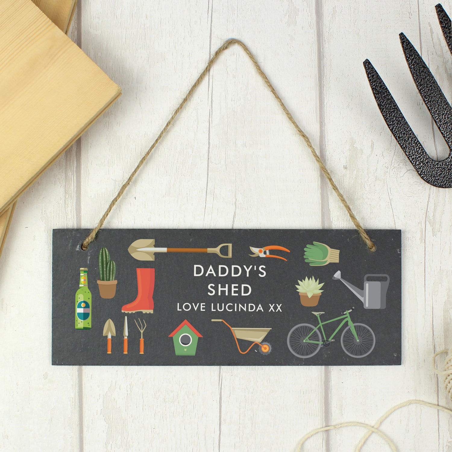 Personalised Garden Printed Hanging Slate Plaque - gift & personalise