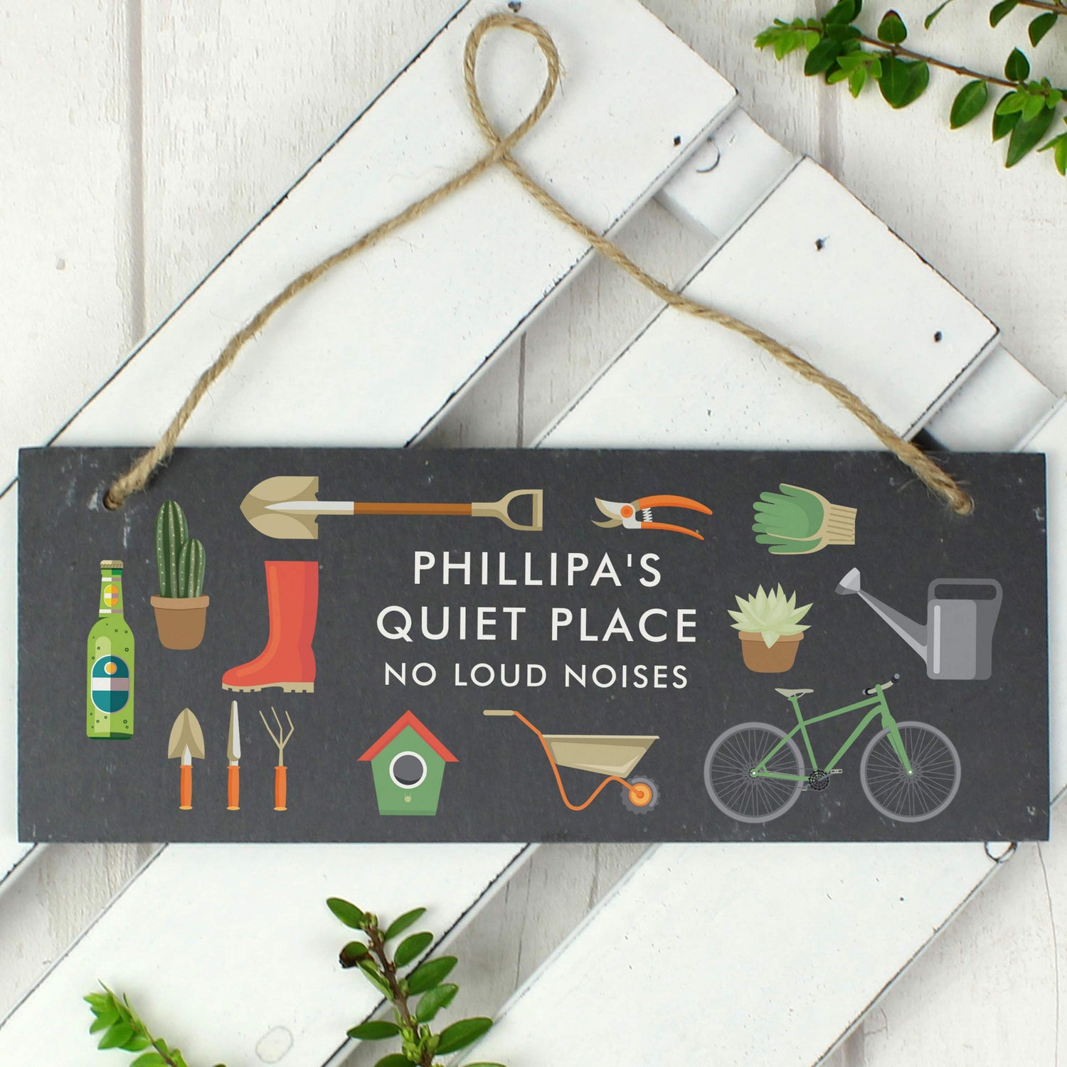 Personalised Garden Printed Hanging Slate Plaque - gift & personalise