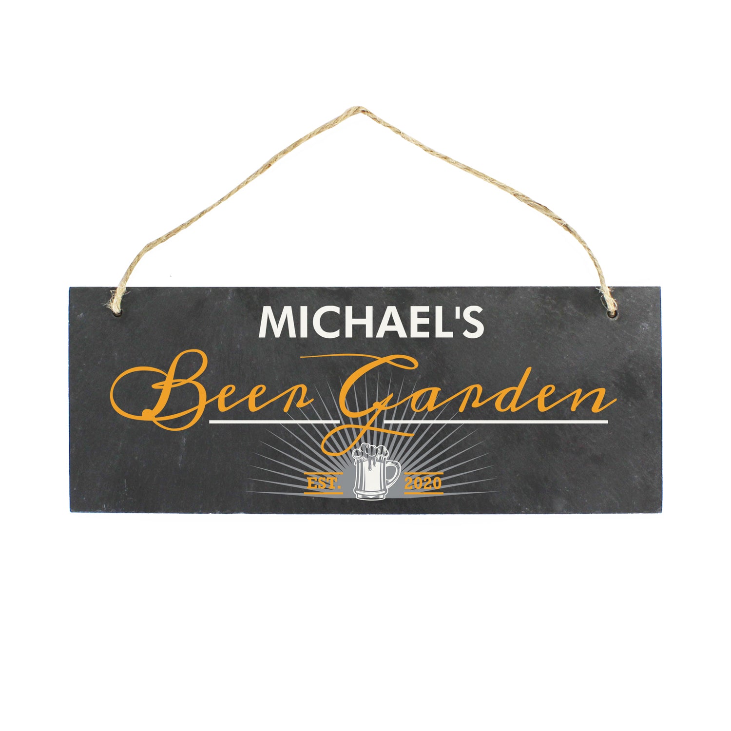 Personalised ""Beer Garden"" Printed Hanging Slate Plaque - gift & personalise