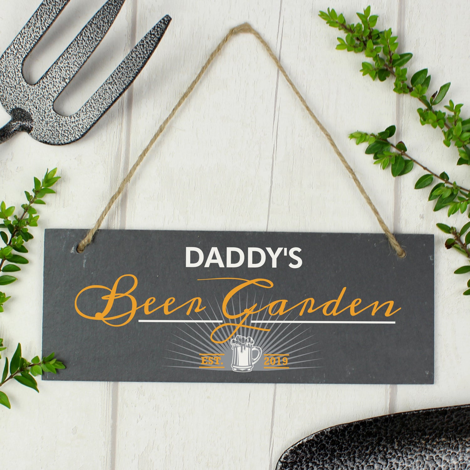 Personalised ""Beer Garden"" Printed Hanging Slate Plaque - gift & personalise