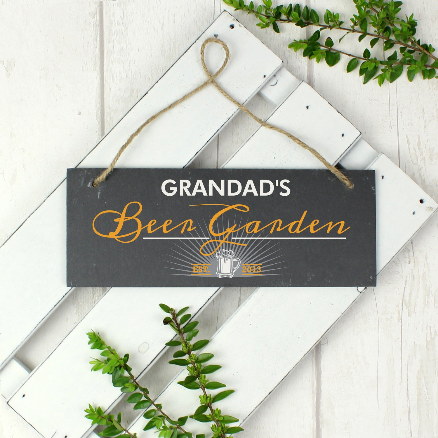 Personalised ""Beer Garden"" Printed Hanging Slate Plaque - gift & personalise