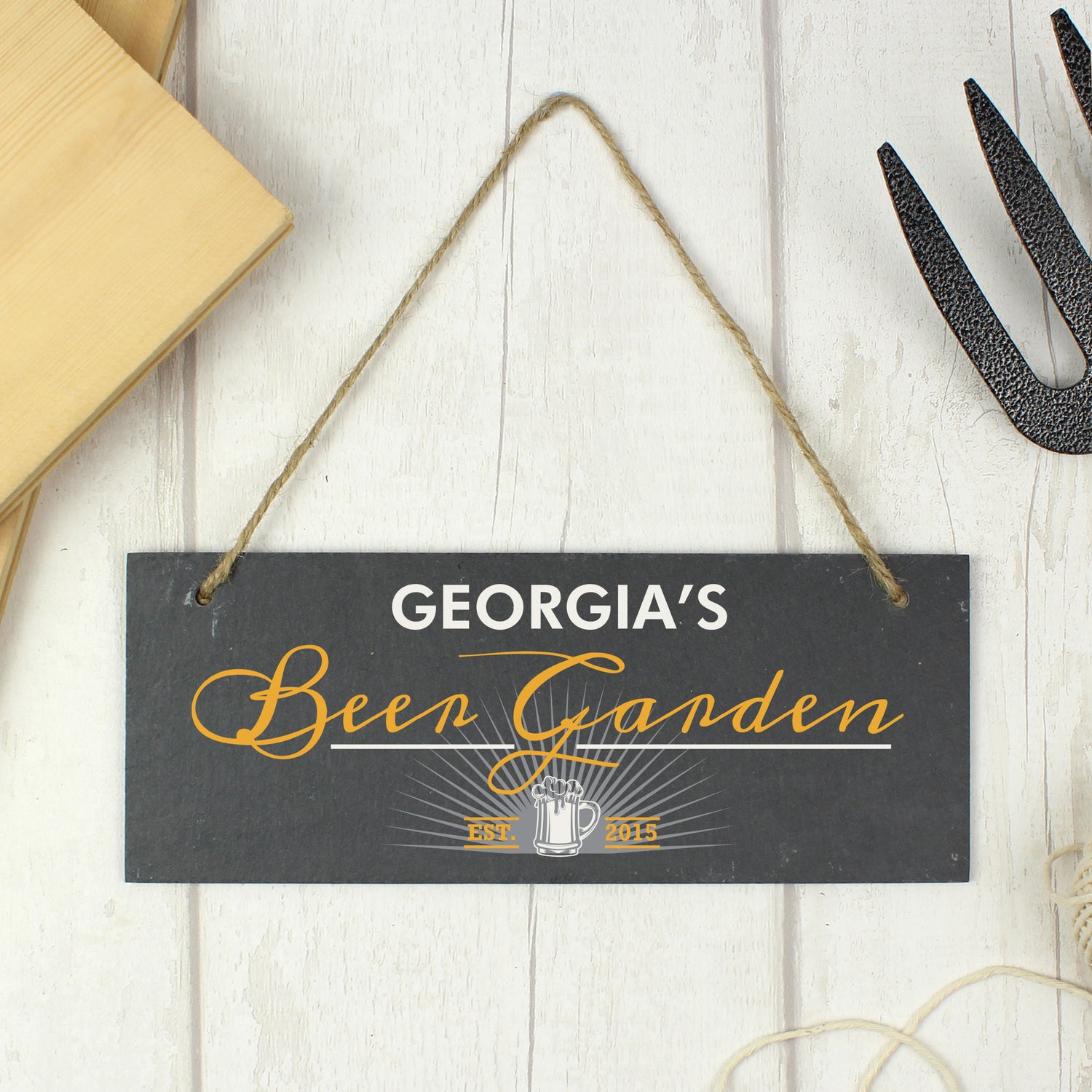 Personalised ""Beer Garden"" Printed Hanging Slate Plaque - gift & personalise