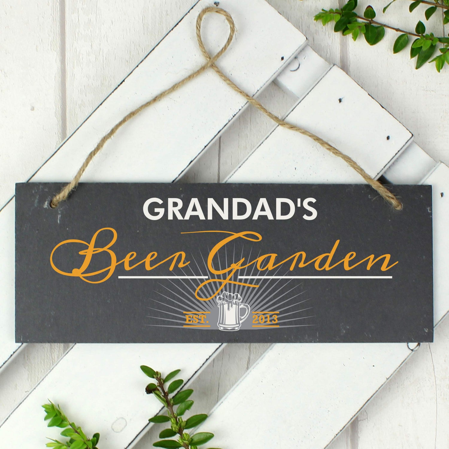 Personalised ""Beer Garden"" Printed Hanging Slate Plaque - gift & personalise