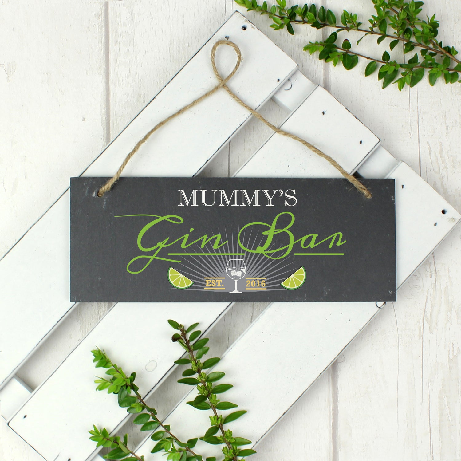 Personalised ""Gin Bar"" Printed Hanging Slate Plaque - gift & personalise