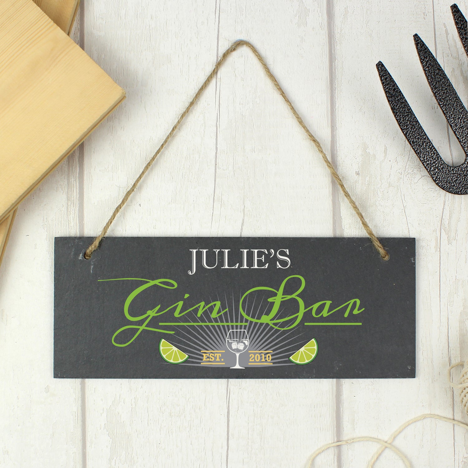 Personalised ""Gin Bar"" Printed Hanging Slate Plaque - gift & personalise