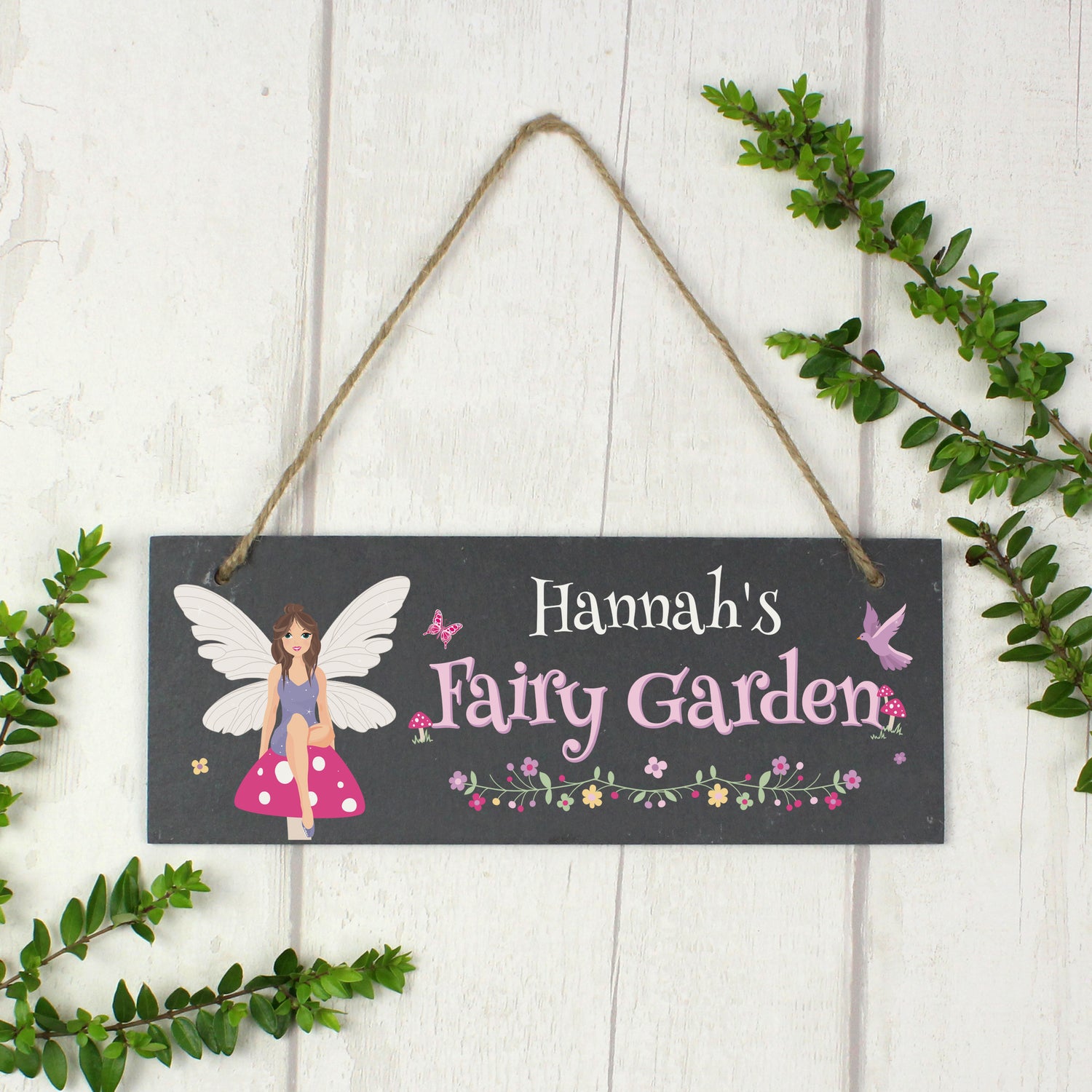 Personalised Fairy Garden Printed Hanging Slate Plaque - gift & personalise