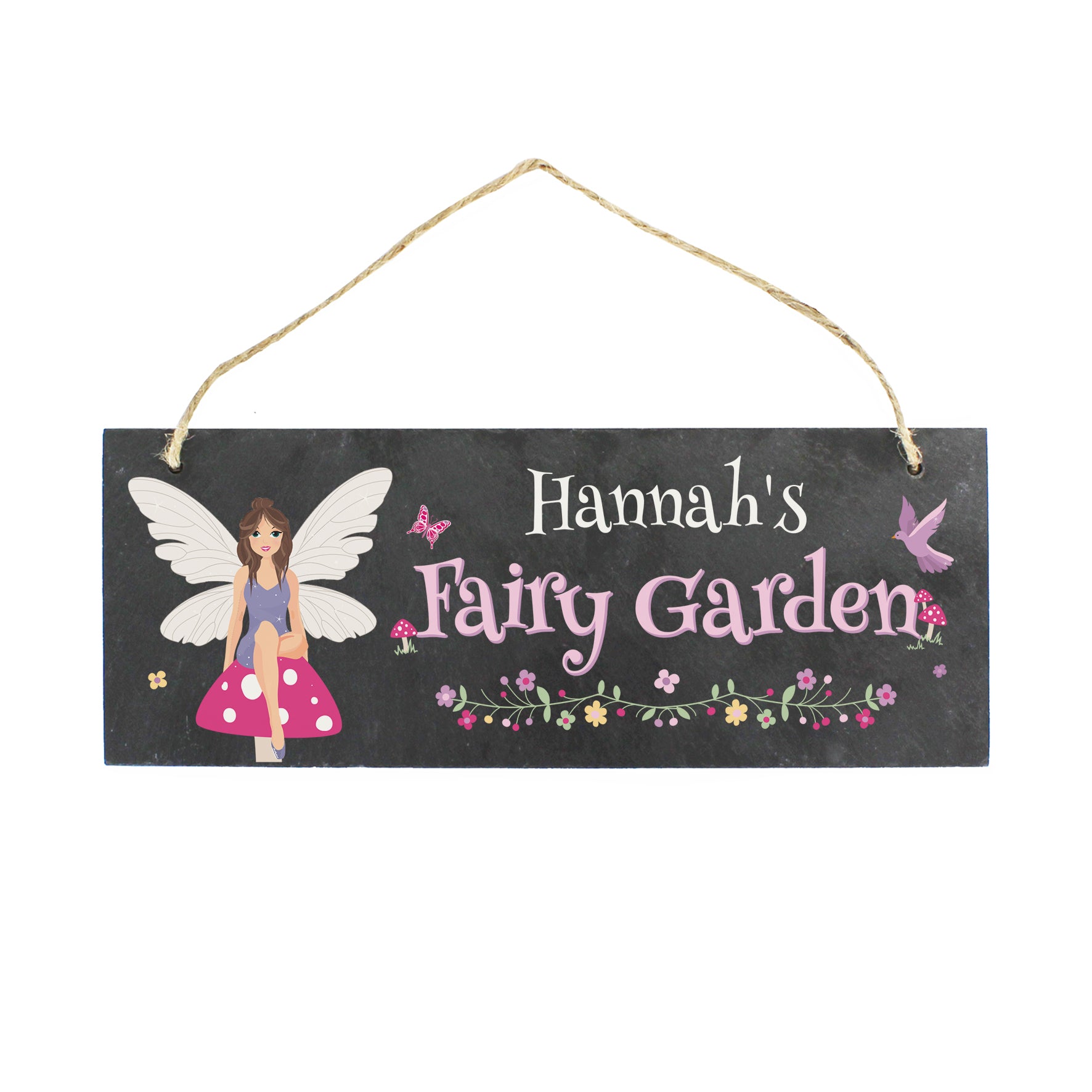 Personalised Fairy Garden Printed Hanging Slate Plaque - gift & personalise