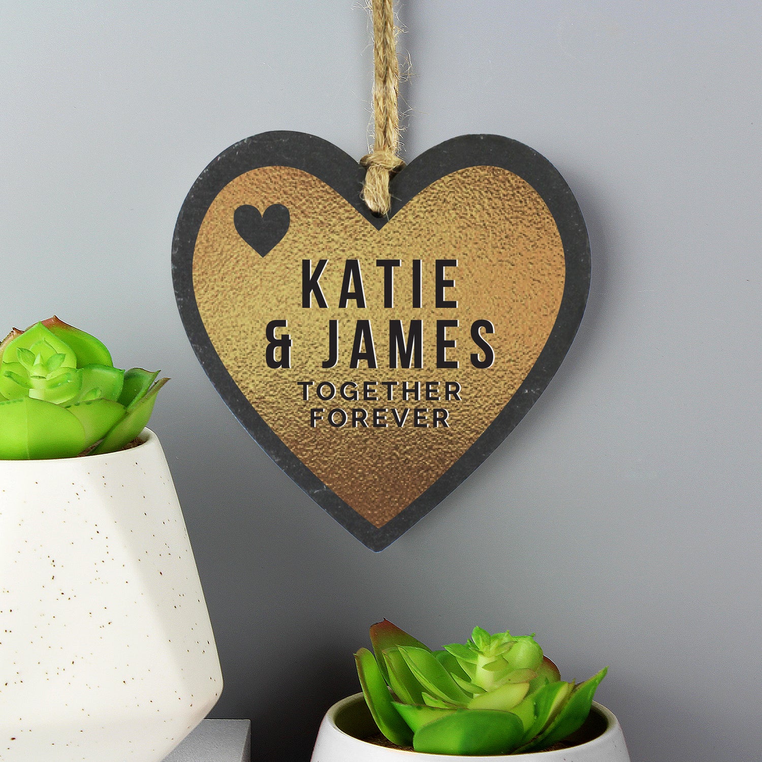 Personalised Gold Slate Heart Decoration - gift & personalise