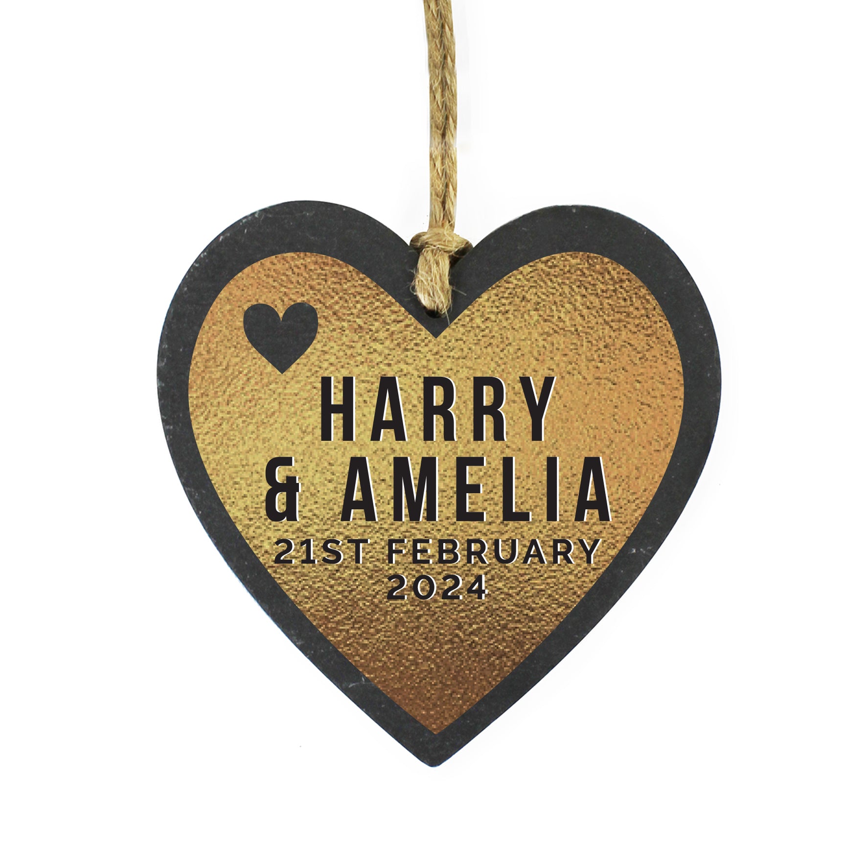 Personalised Gold Slate Heart Decoration - gift & personalise