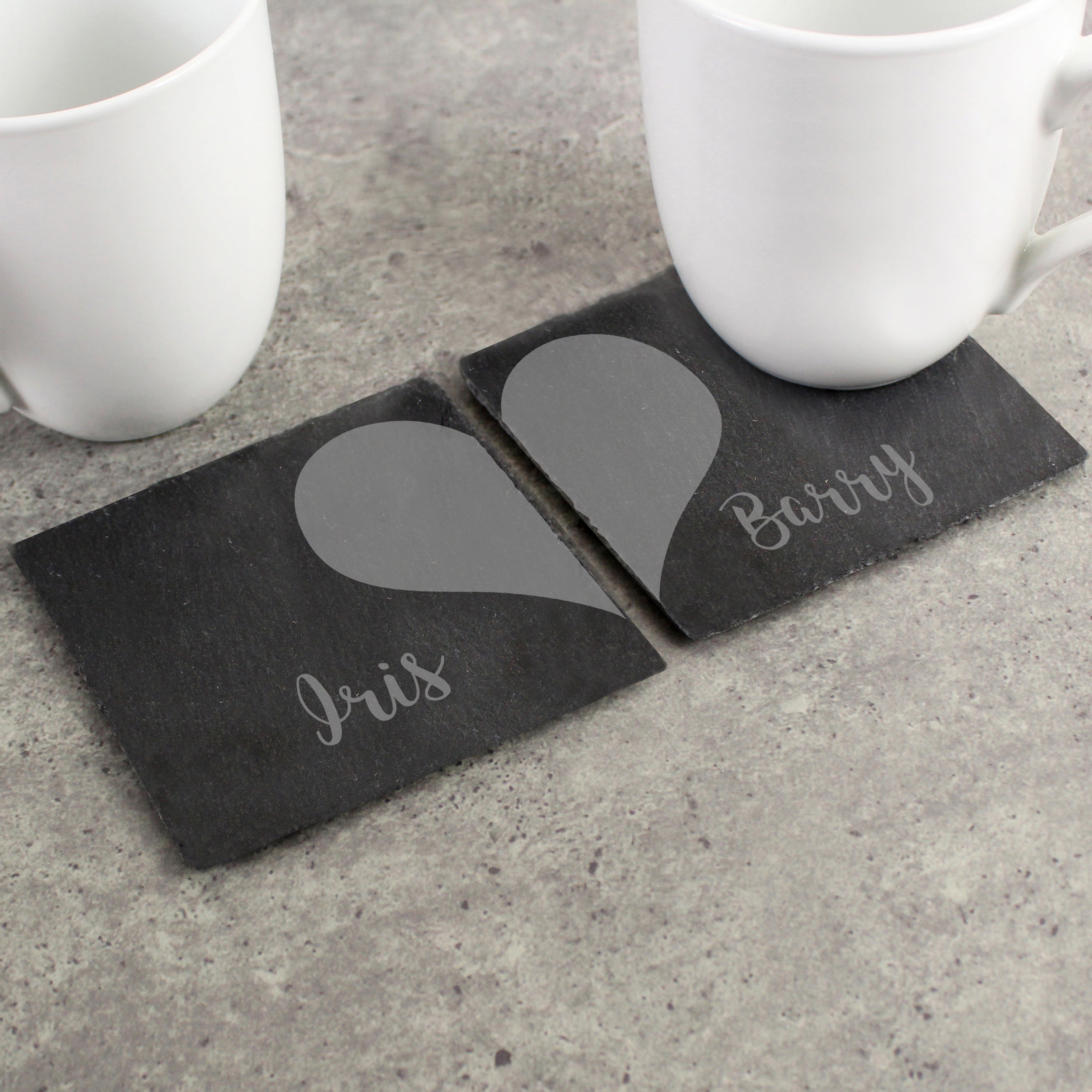 Personalised Two Hearts Slate Coaster Set - gift & personalise