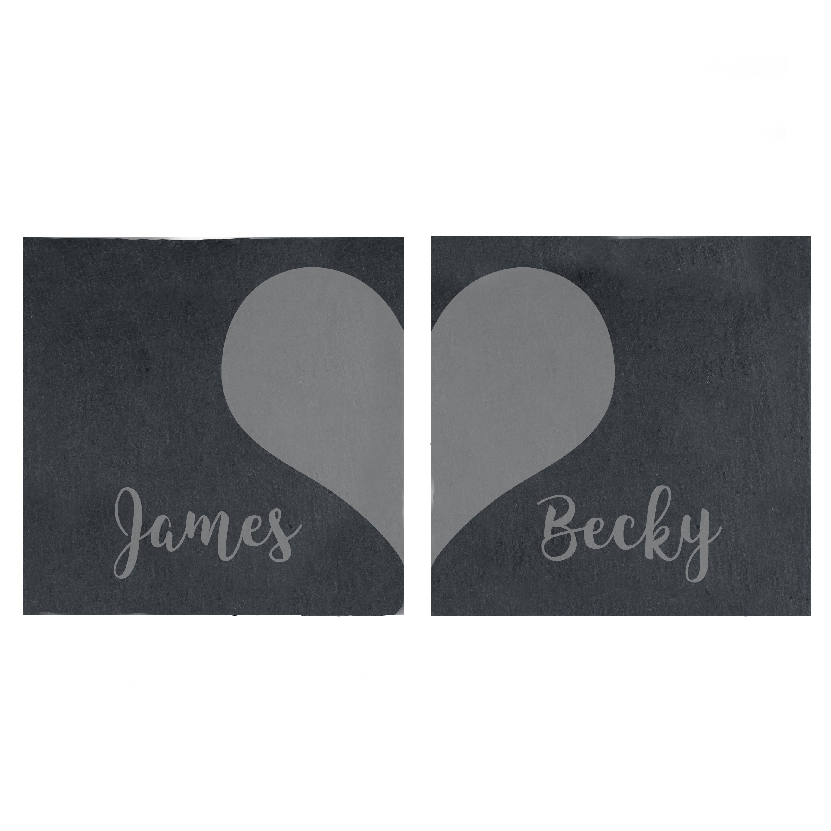 Personalised Two Hearts Slate Coaster Set - gift & personalise