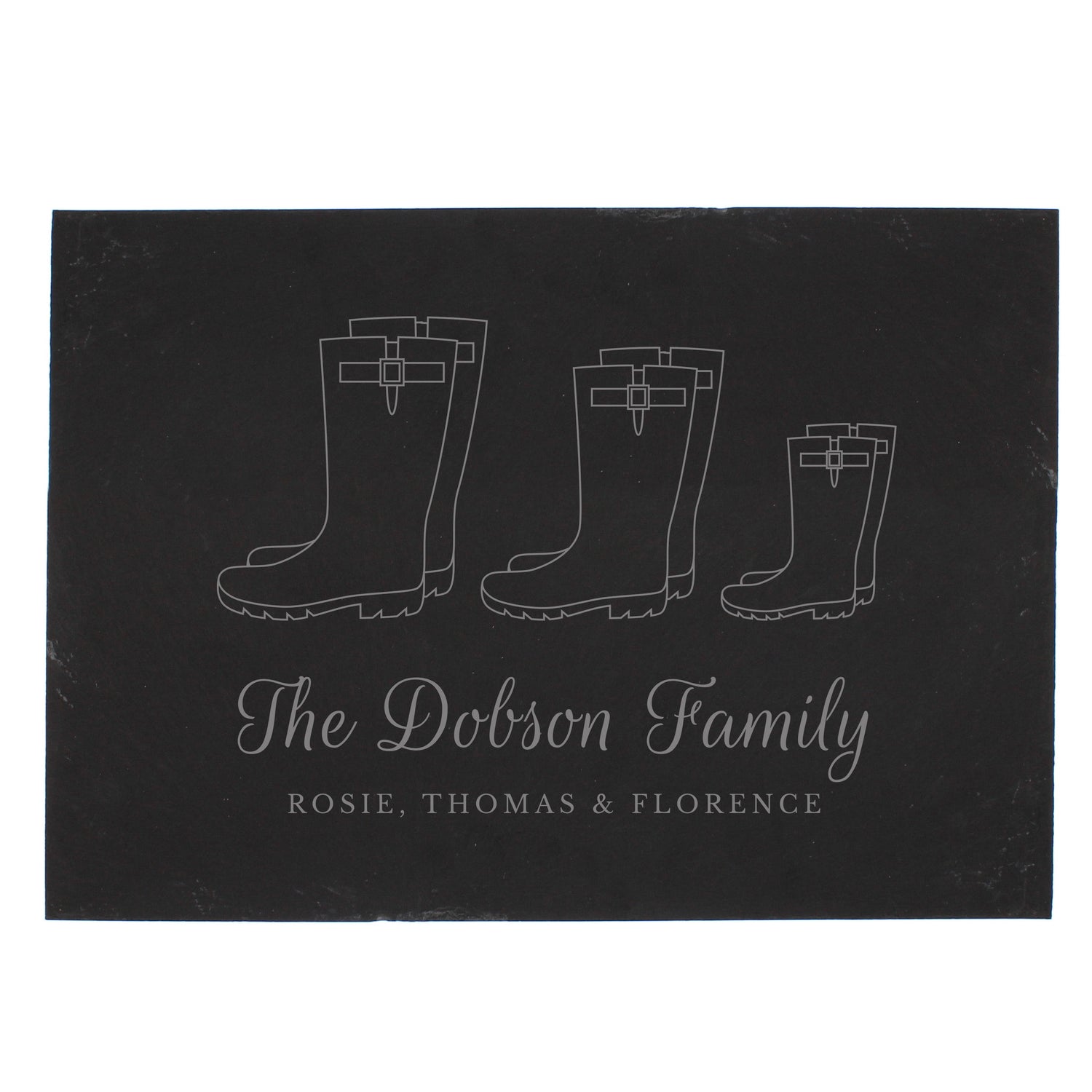 Personalised Welly Boot Family of Three Slate - gift & personalise