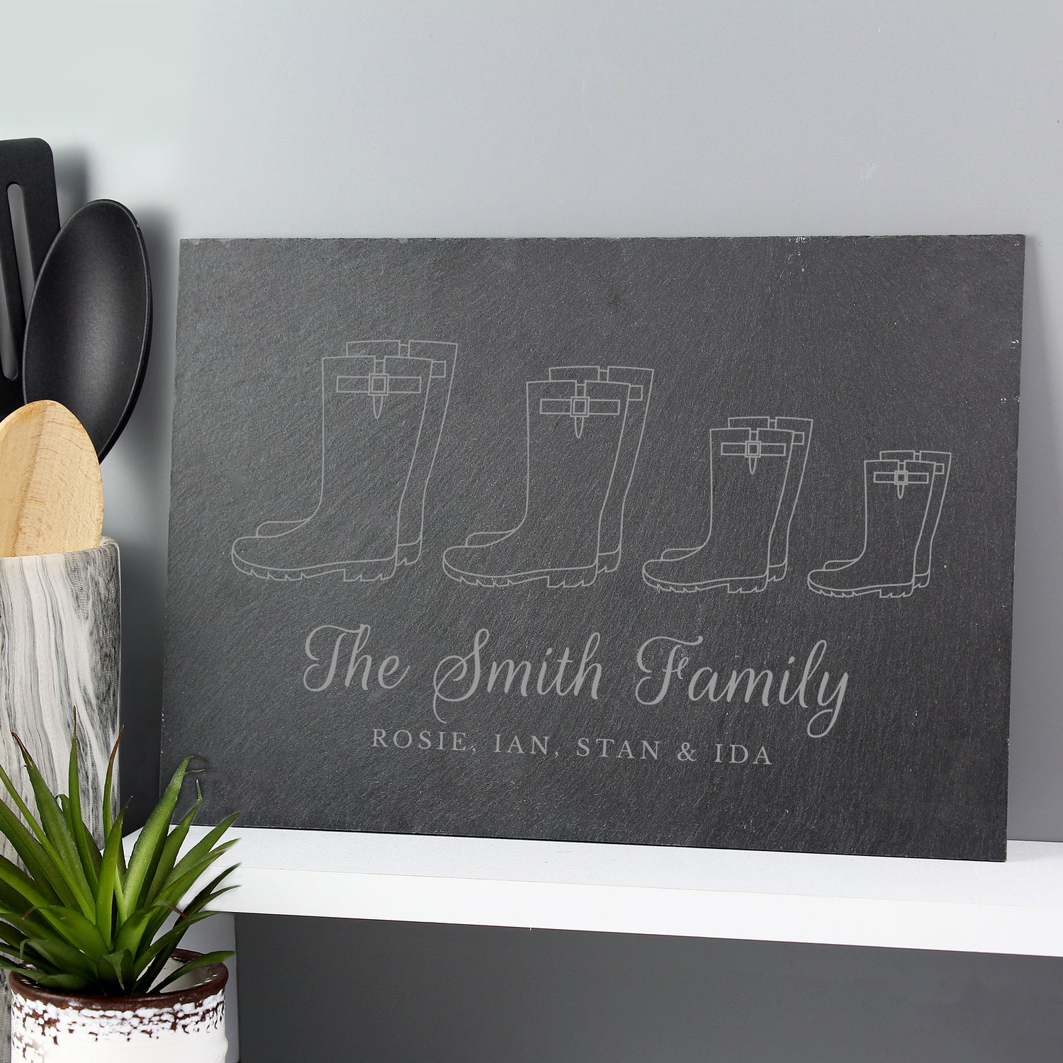 Personalised Welly Boot Family of Four Slate - gift & personalise