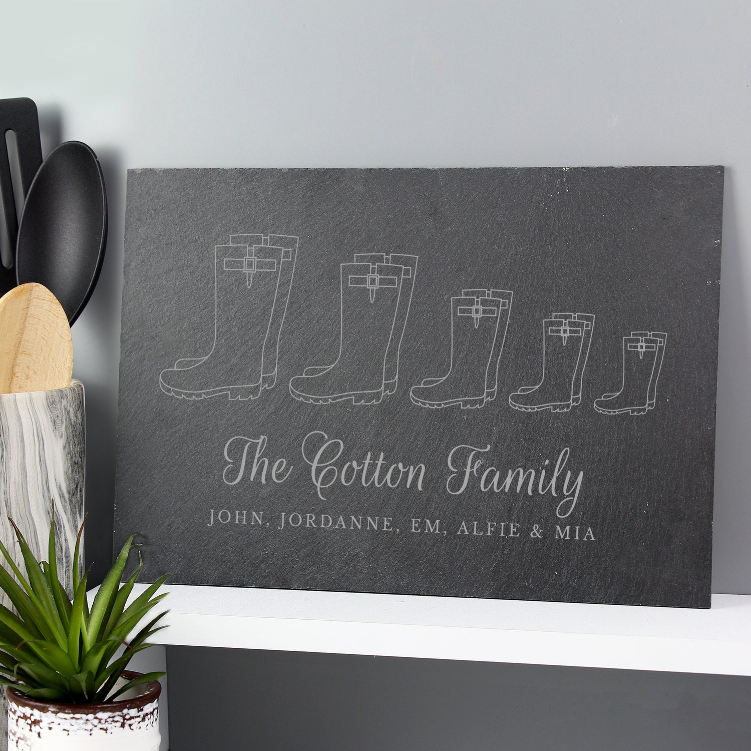 Personalised Welly Boot Family of Five Slate - gift & personalise