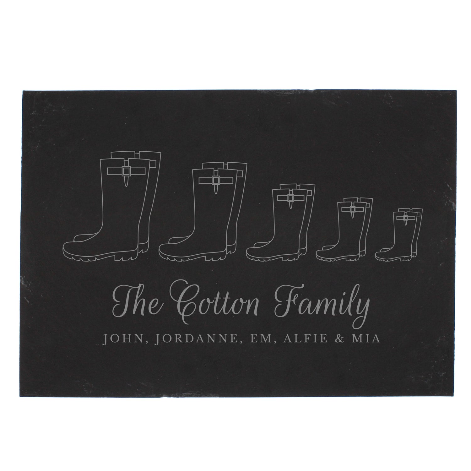 Personalised Welly Boot Family of Five Slate - gift & personalise