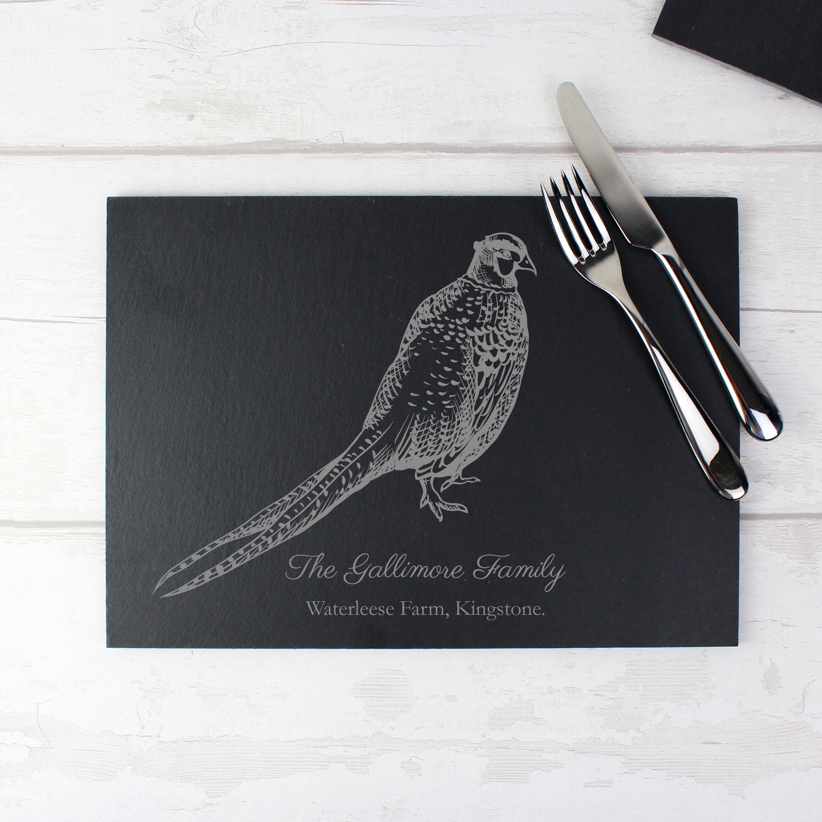 Personalised Pheasant Slate Placemat - gift & personalise