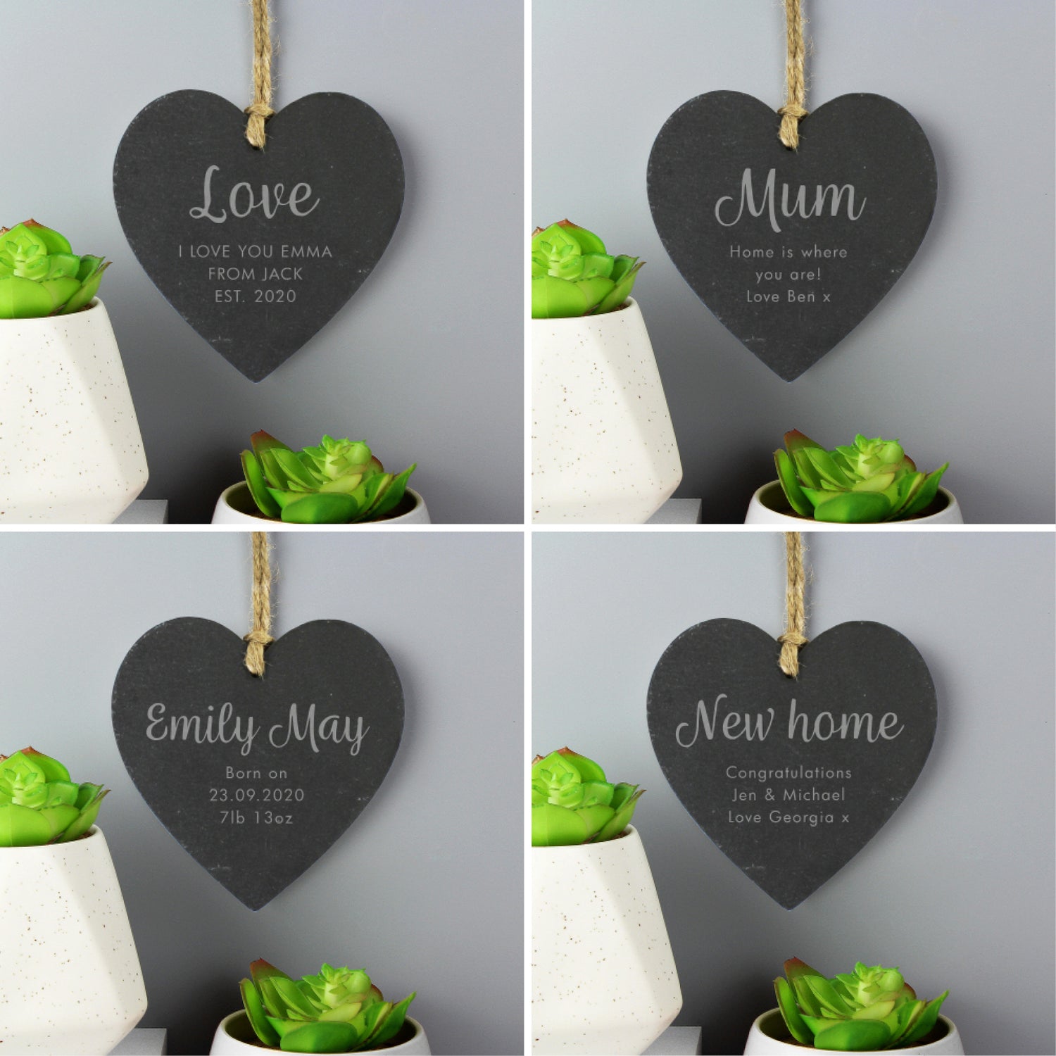 Personalised Free Text Slate Heart Decoration - gift & personalise