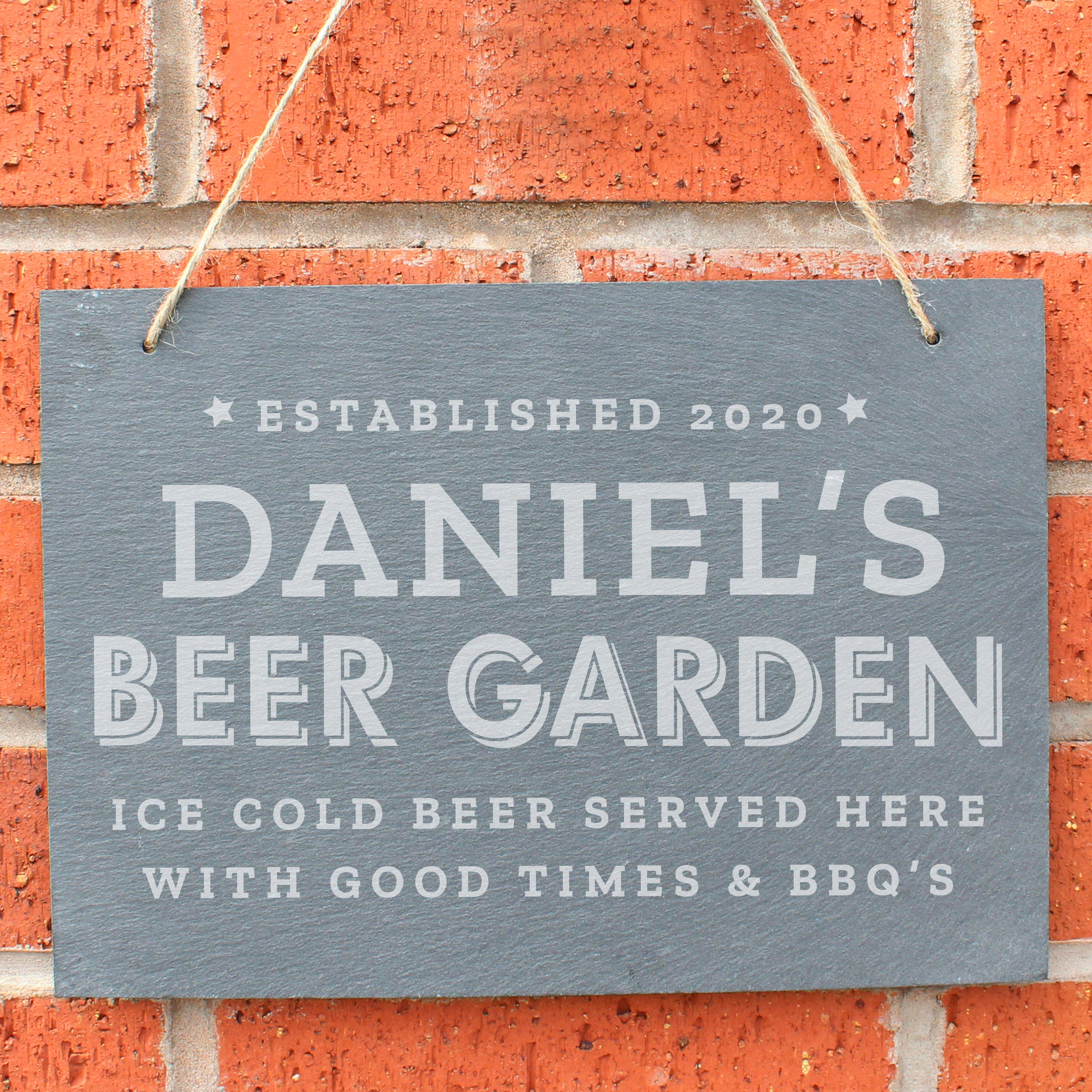 Personalised Beer Garden Hanging Large Slate Sign - gift & personalise