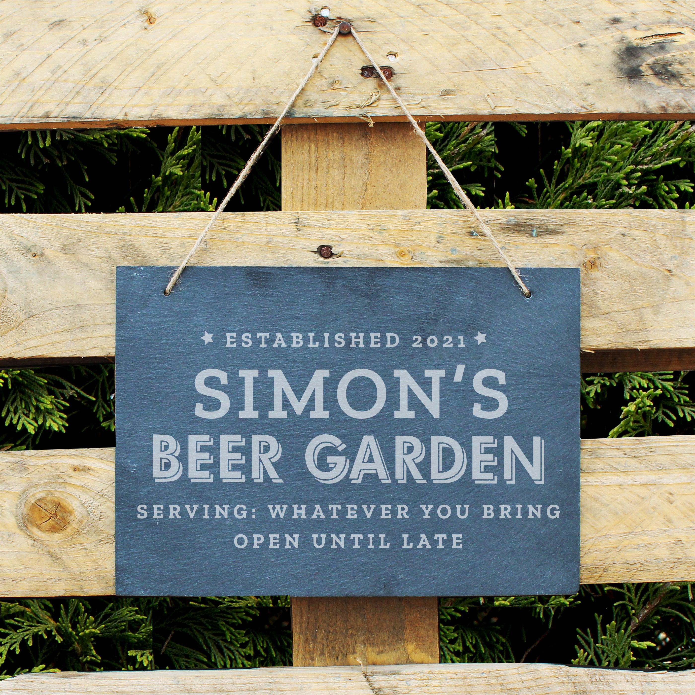 Personalised Beer Garden Hanging Large Slate Sign - gift & personalise