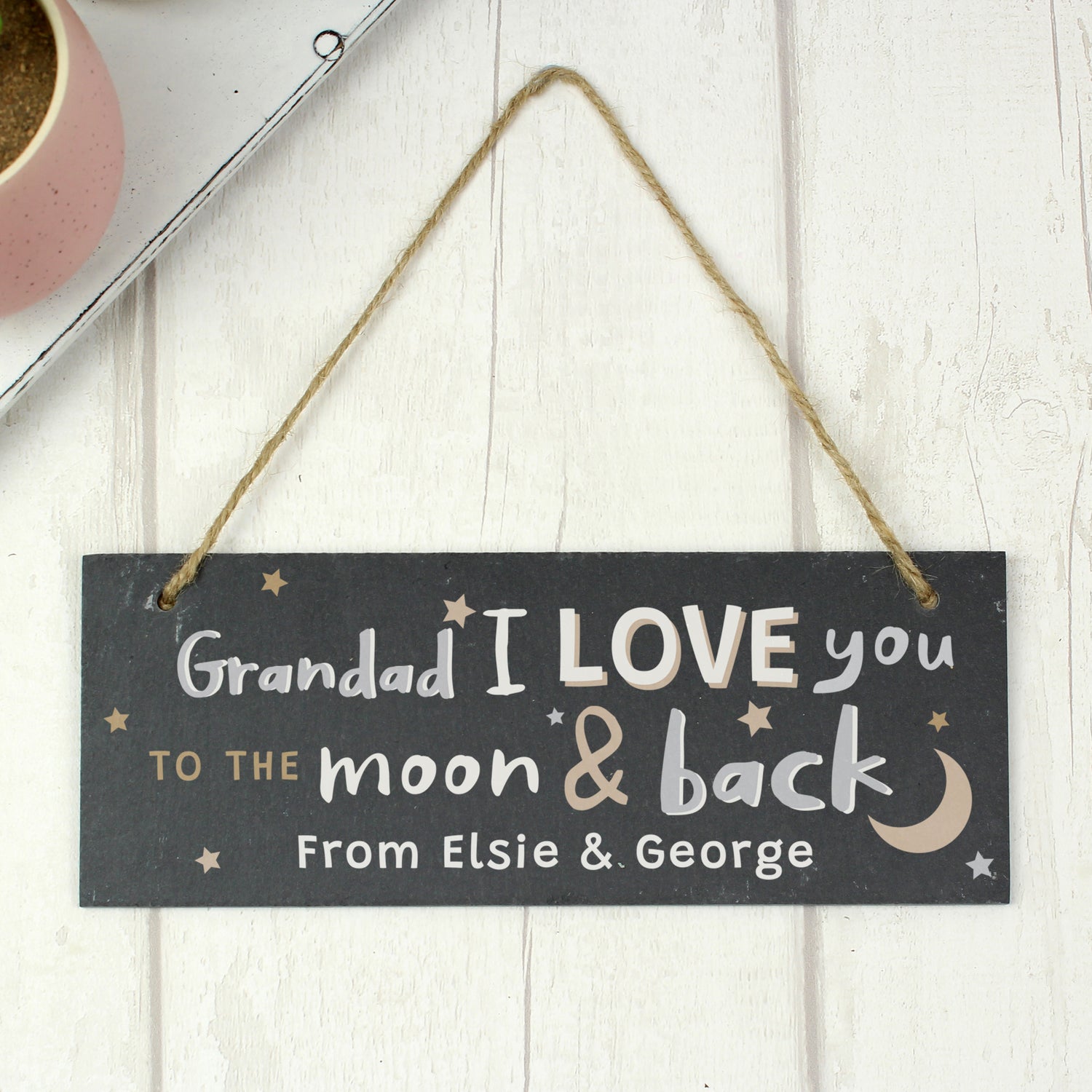 Personalised To the Moon and Back Hanging Slate Plaque - gift & personalise