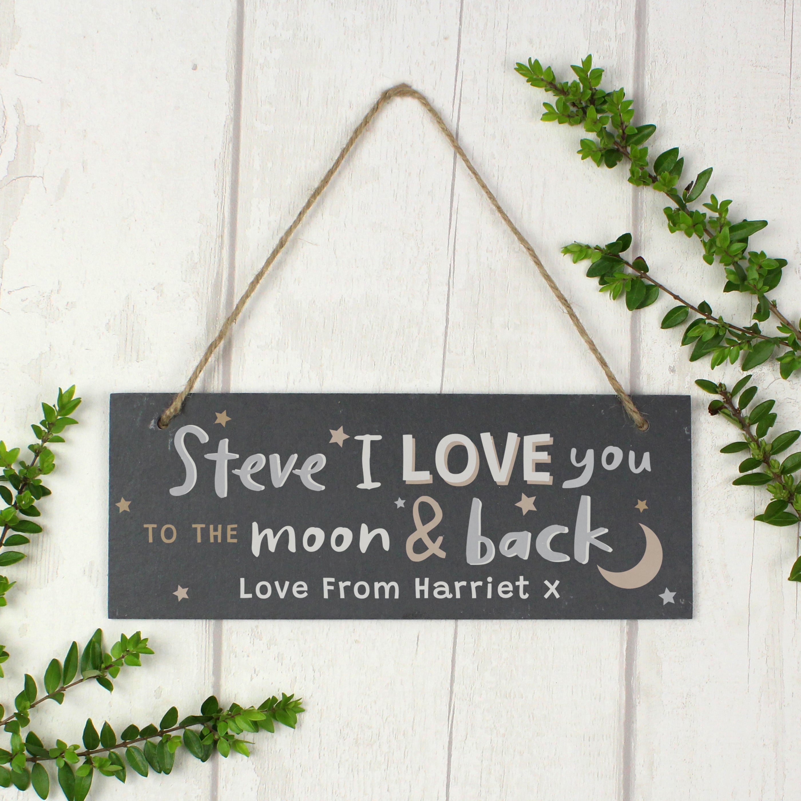 Personalised To the Moon and Back Hanging Slate Plaque - gift & personalise