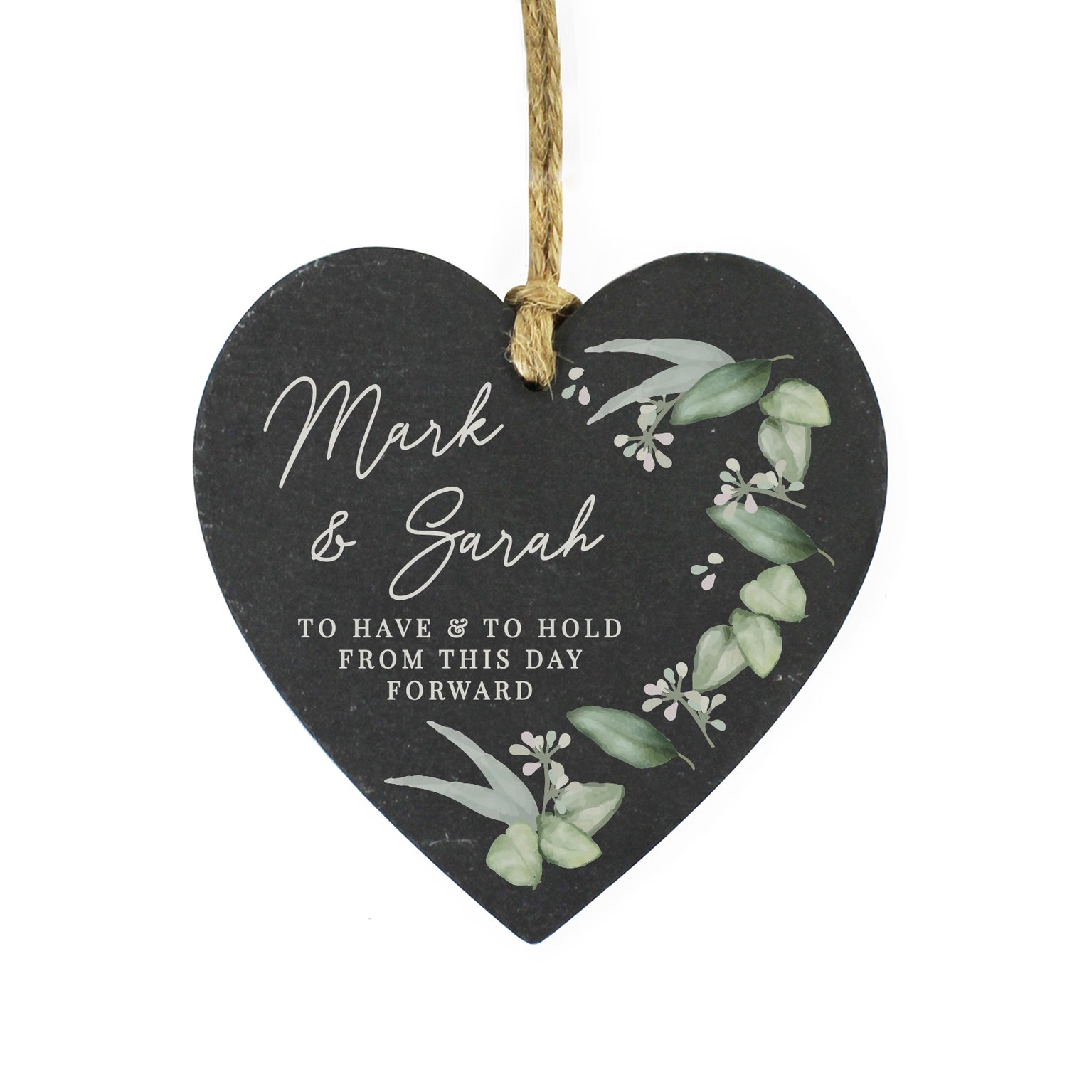 Personalised Botanical Slate Heart Decoration - gift & personalise