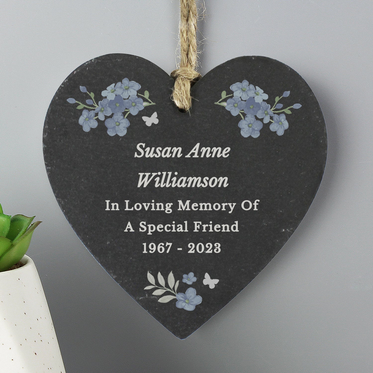 Personalised Memorial Forget Me Not Slate Heart - gift & personalise