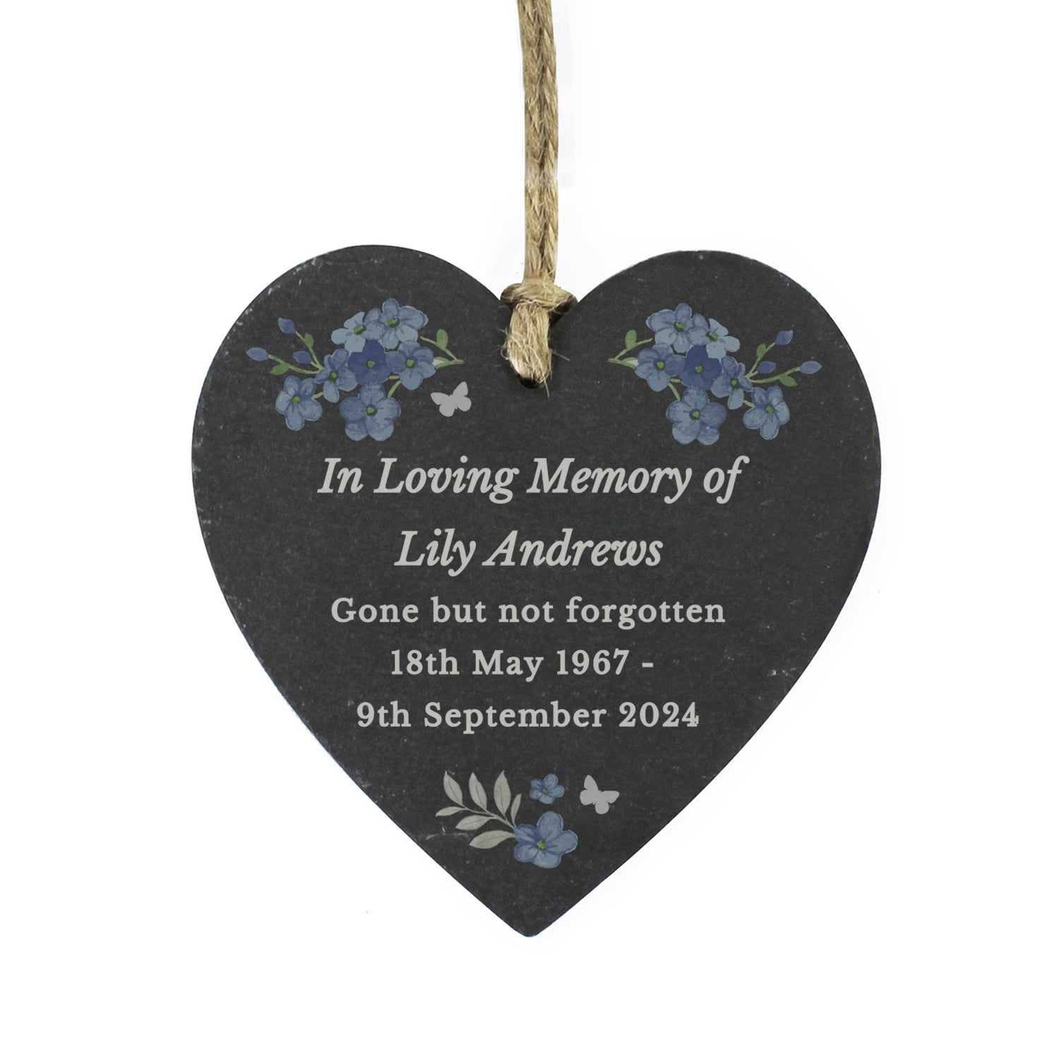 Personalised Memorial Forget Me Not Slate Heart - gift & personalise