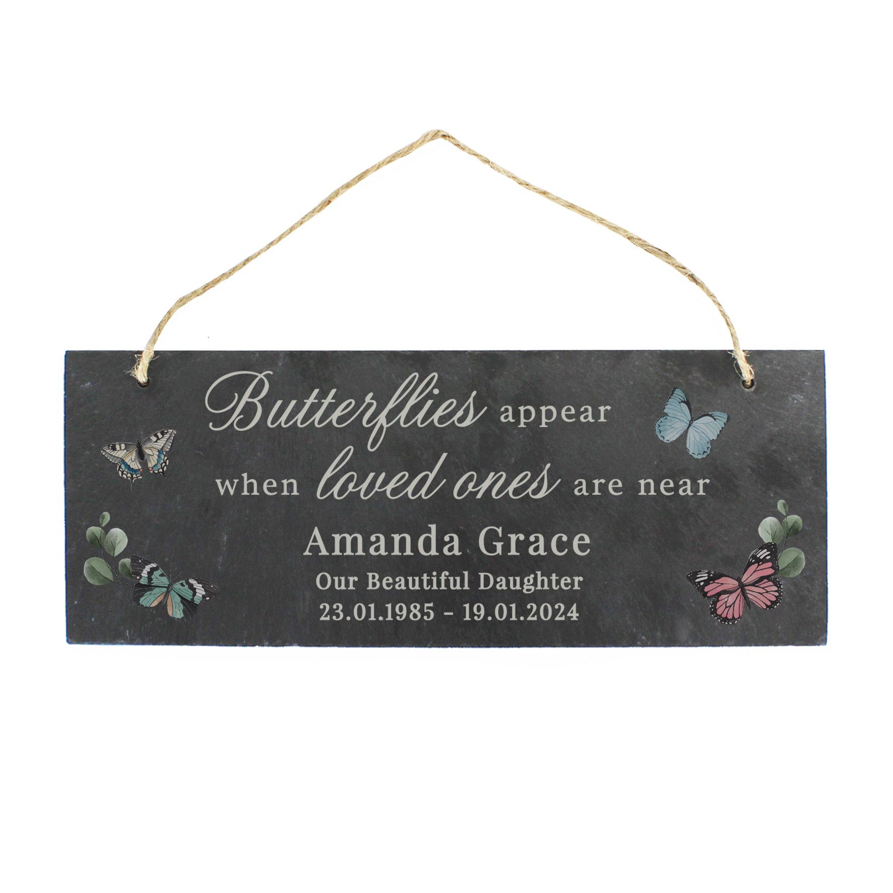 Personalised Memorial Butterflies Appear Slate Hanging Ornament - gift & personalise