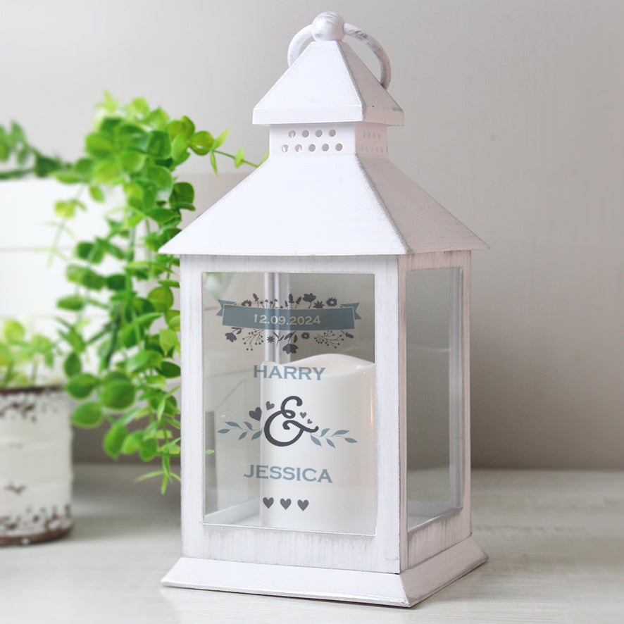 Personalised Couples Special Date White Lantern - gift & personalise