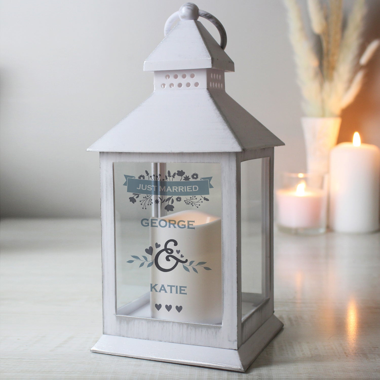 Personalised Couples Special Date White Lantern - gift & personalise