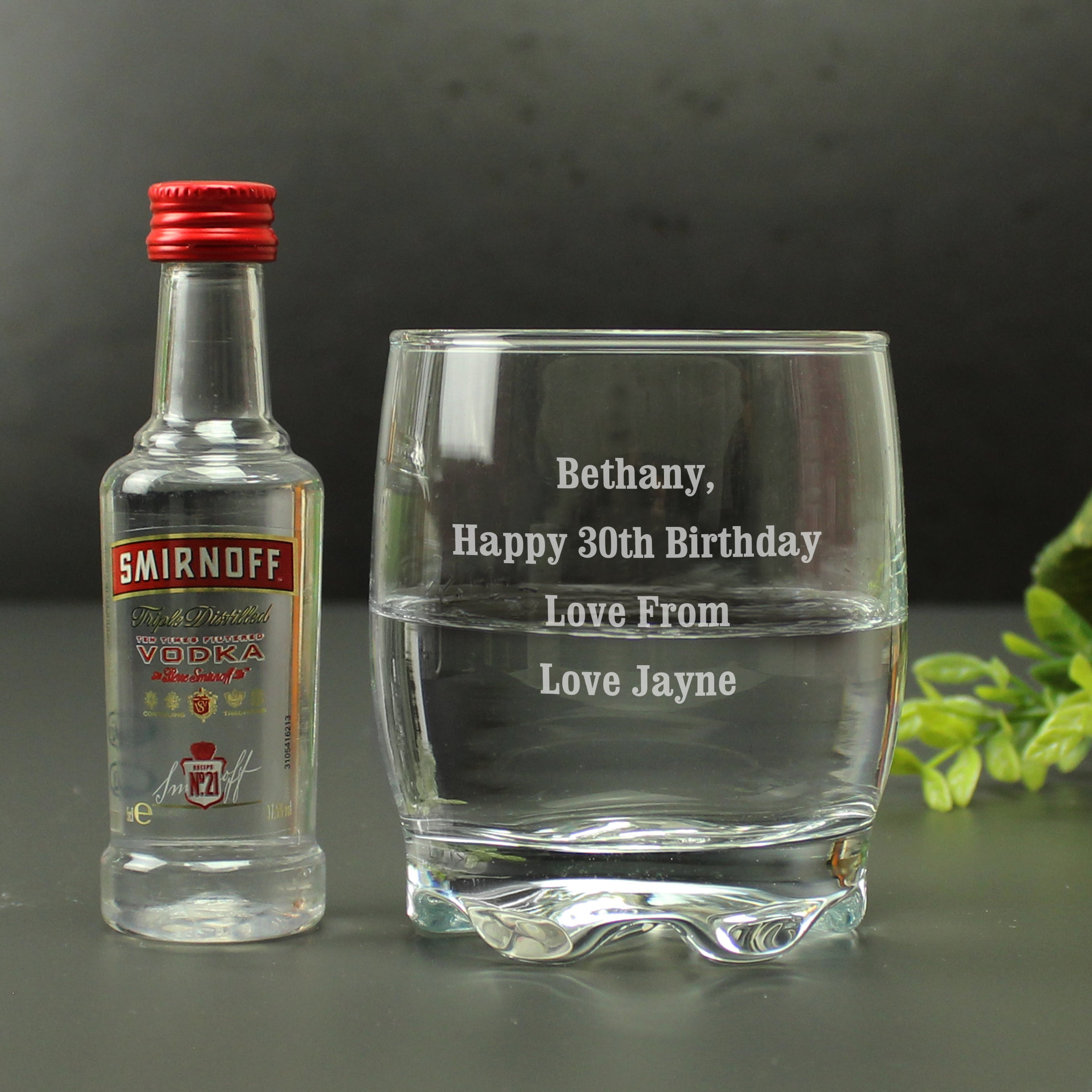 Personalised Tumbler and Smirnoff Vodka Miniature Set - gift & personalise