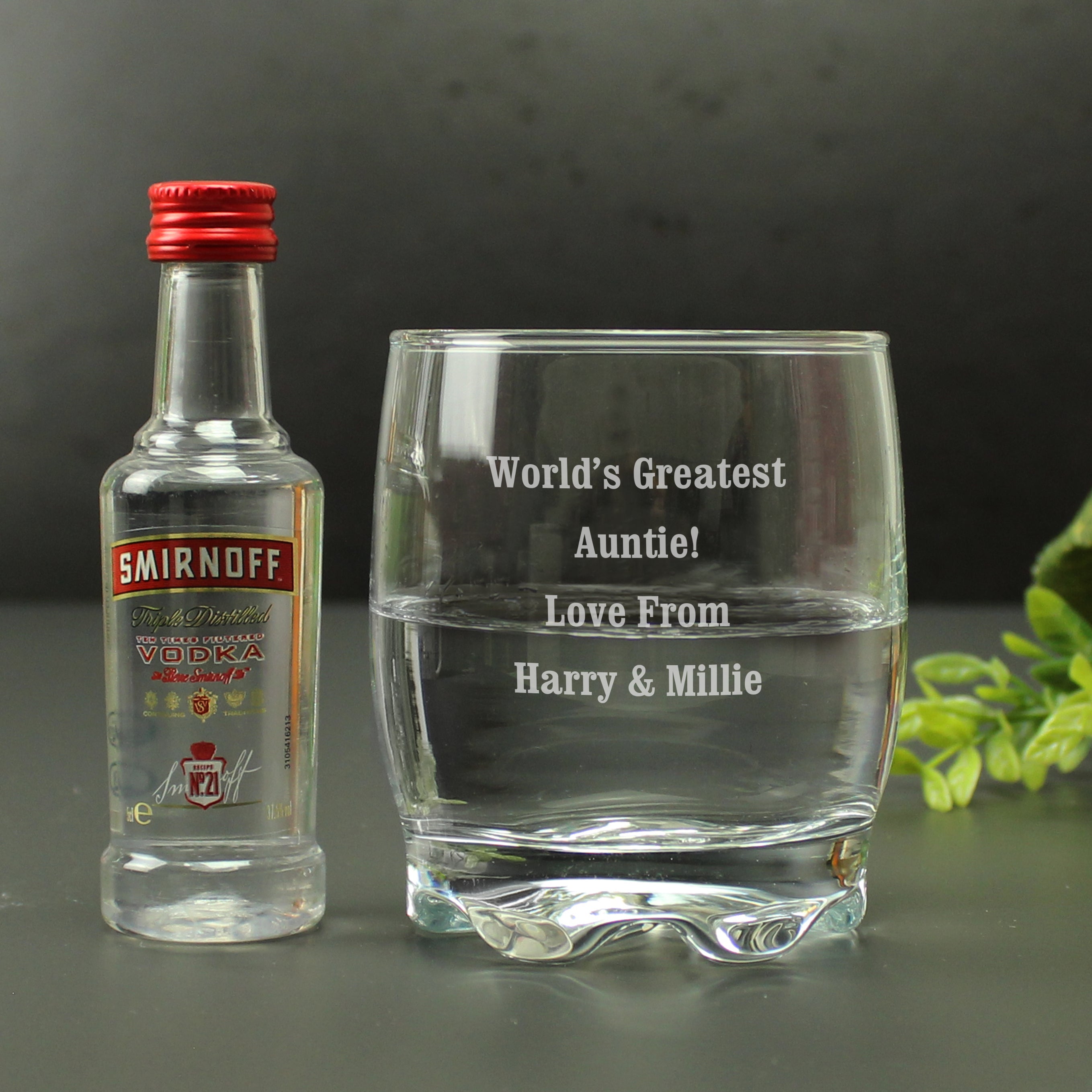Personalised Tumbler and Smirnoff Vodka Miniature Set - gift & personalise