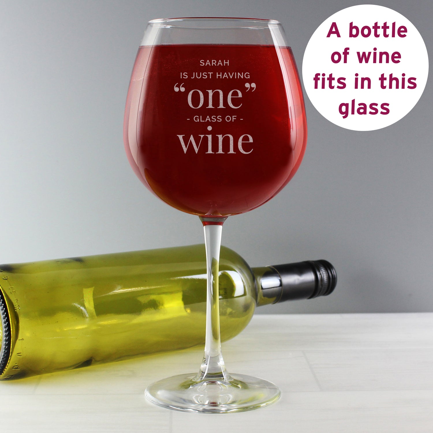 Personalised 'One Glass' Bottle of Wine Glass - gift & personalise