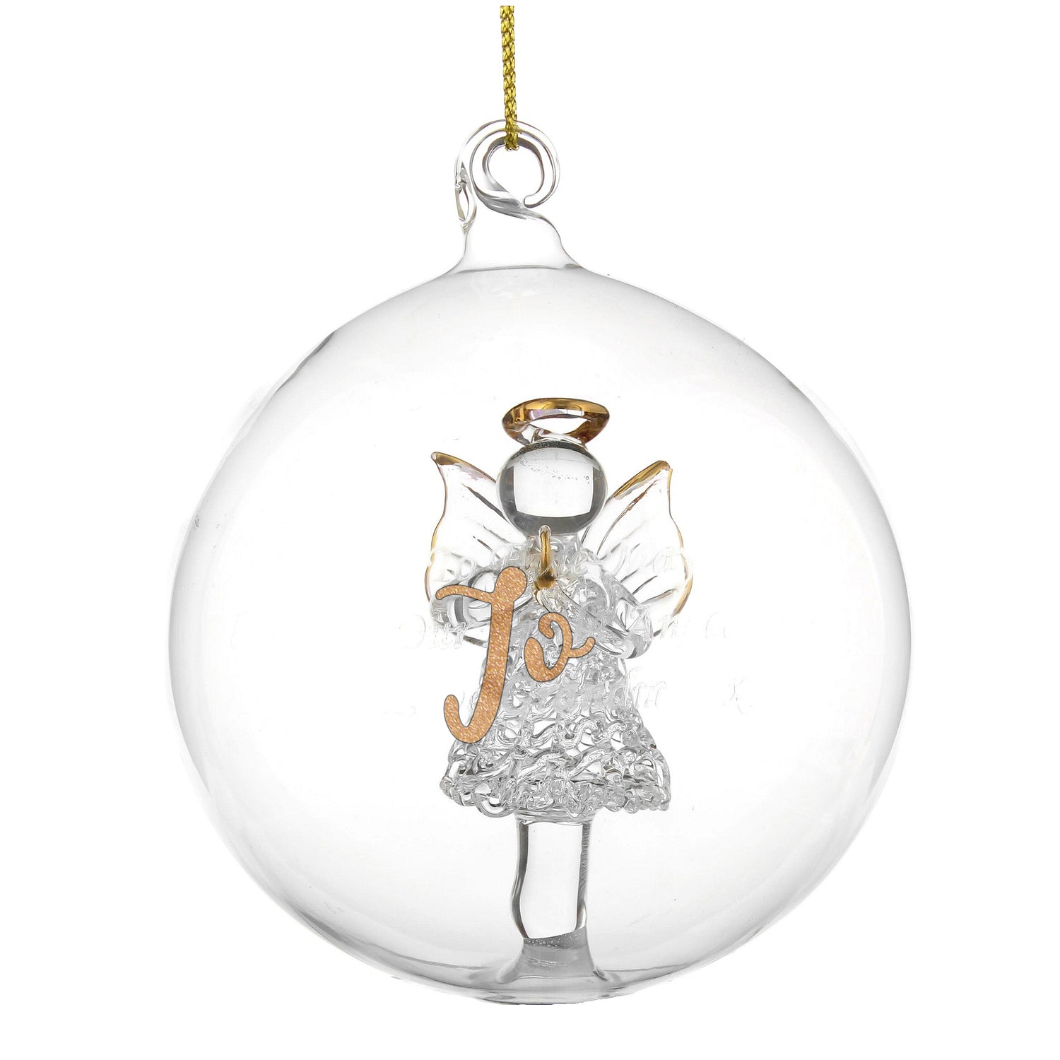 Personalised Gold Glitter Name Only Angel Glass Bauble - gift & personalise