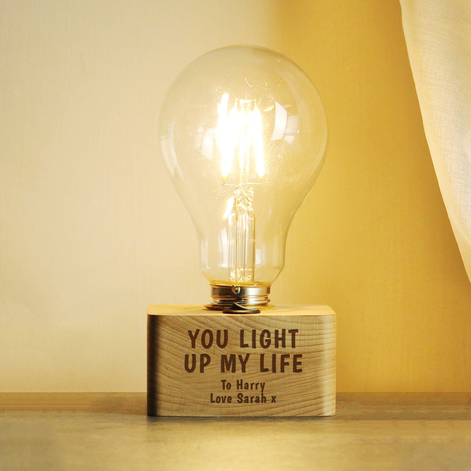 Personalised You Light Up My Life LED Bulb Table Lamp - gift & personalise