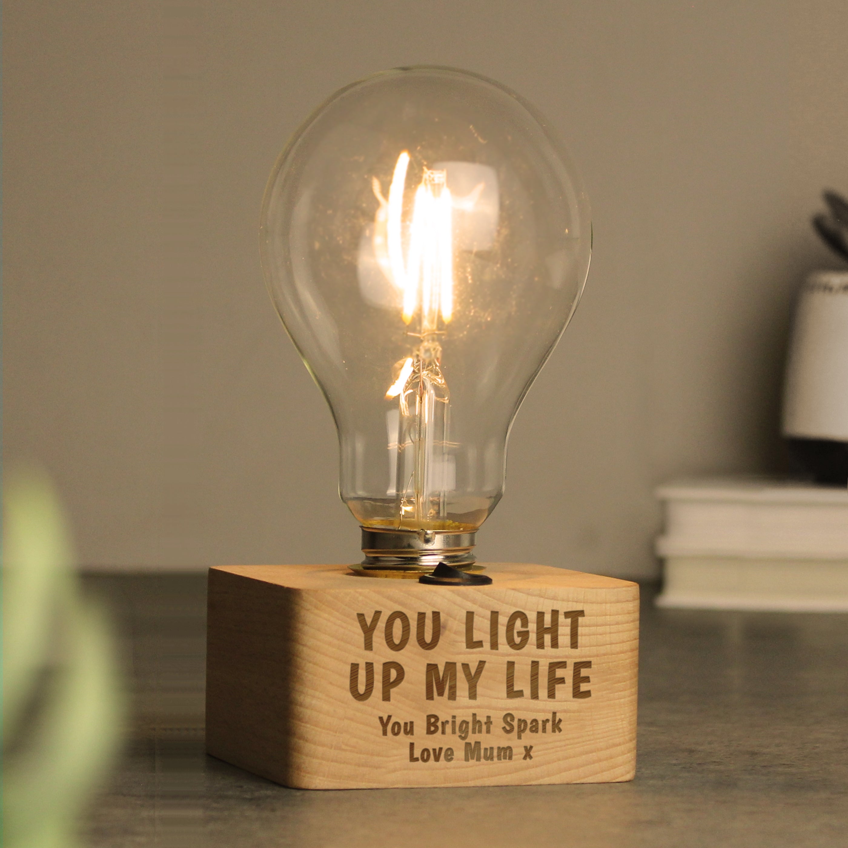 Personalised You Light Up My Life LED Bulb Table Lamp - gift & personalise