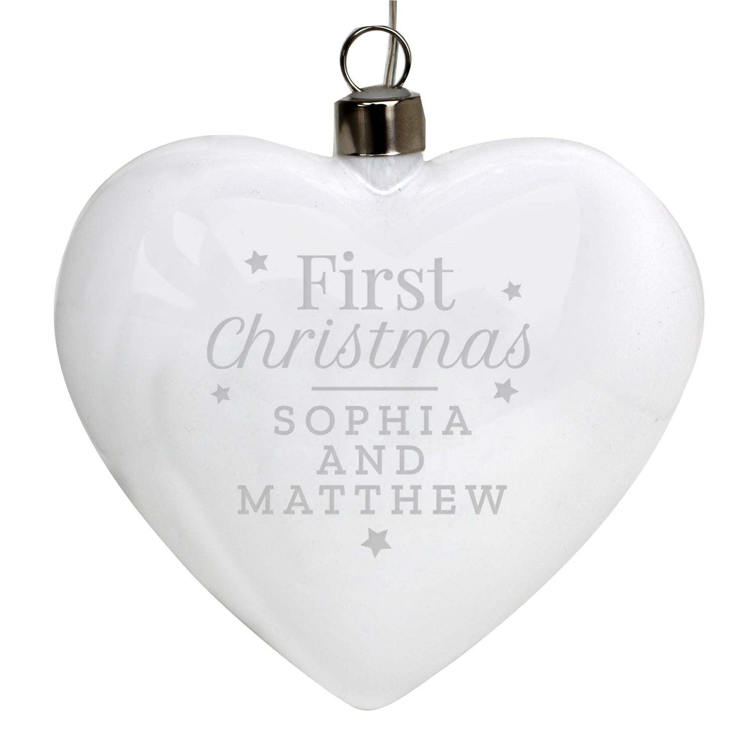 Personalised First Christmas LED Hanging Glass Heart - gift & personalise