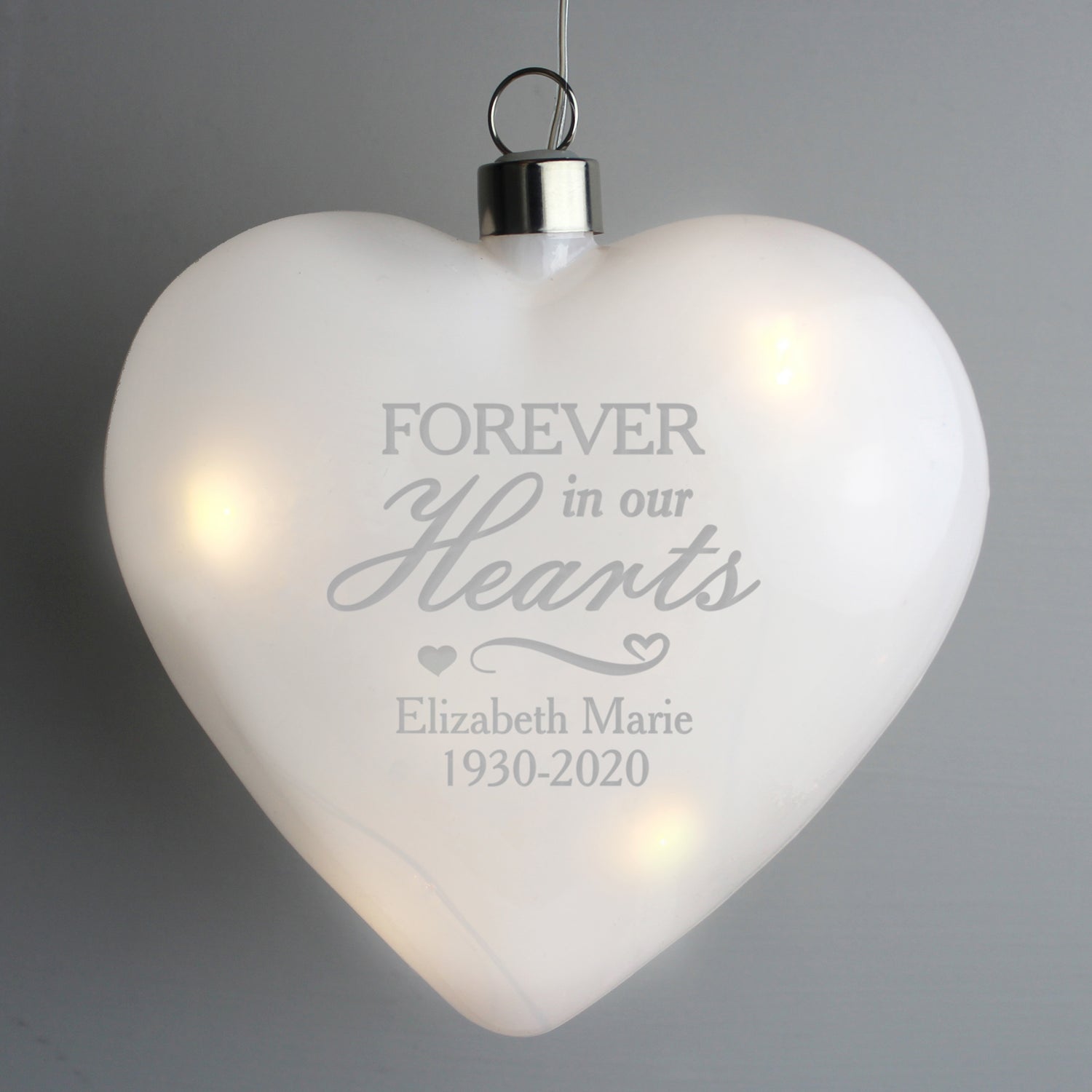 Personalised Forever In Our Hearts LED Hanging Glass Heart - gift & personalise