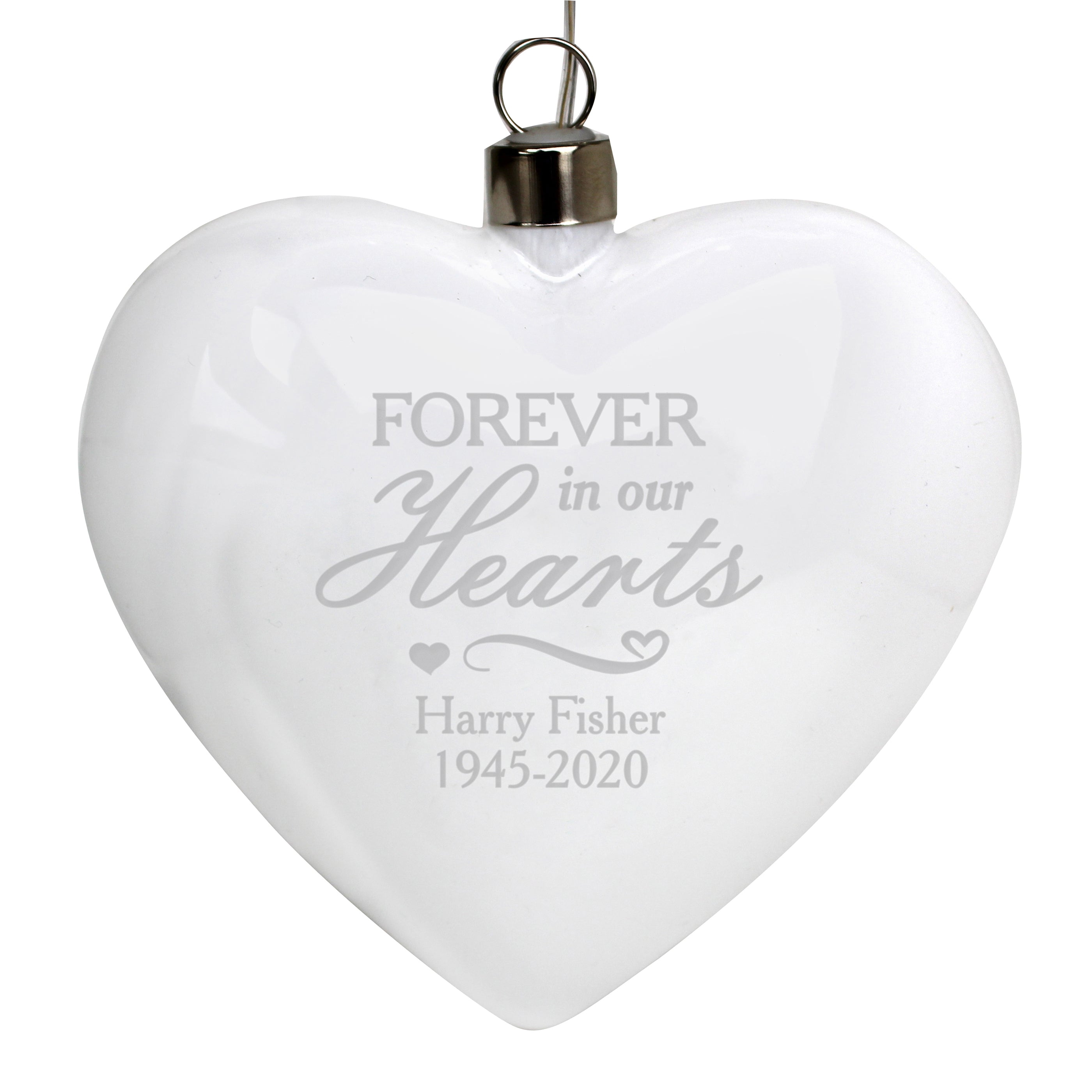 Personalised Forever In Our Hearts LED Hanging Glass Heart - gift & personalise