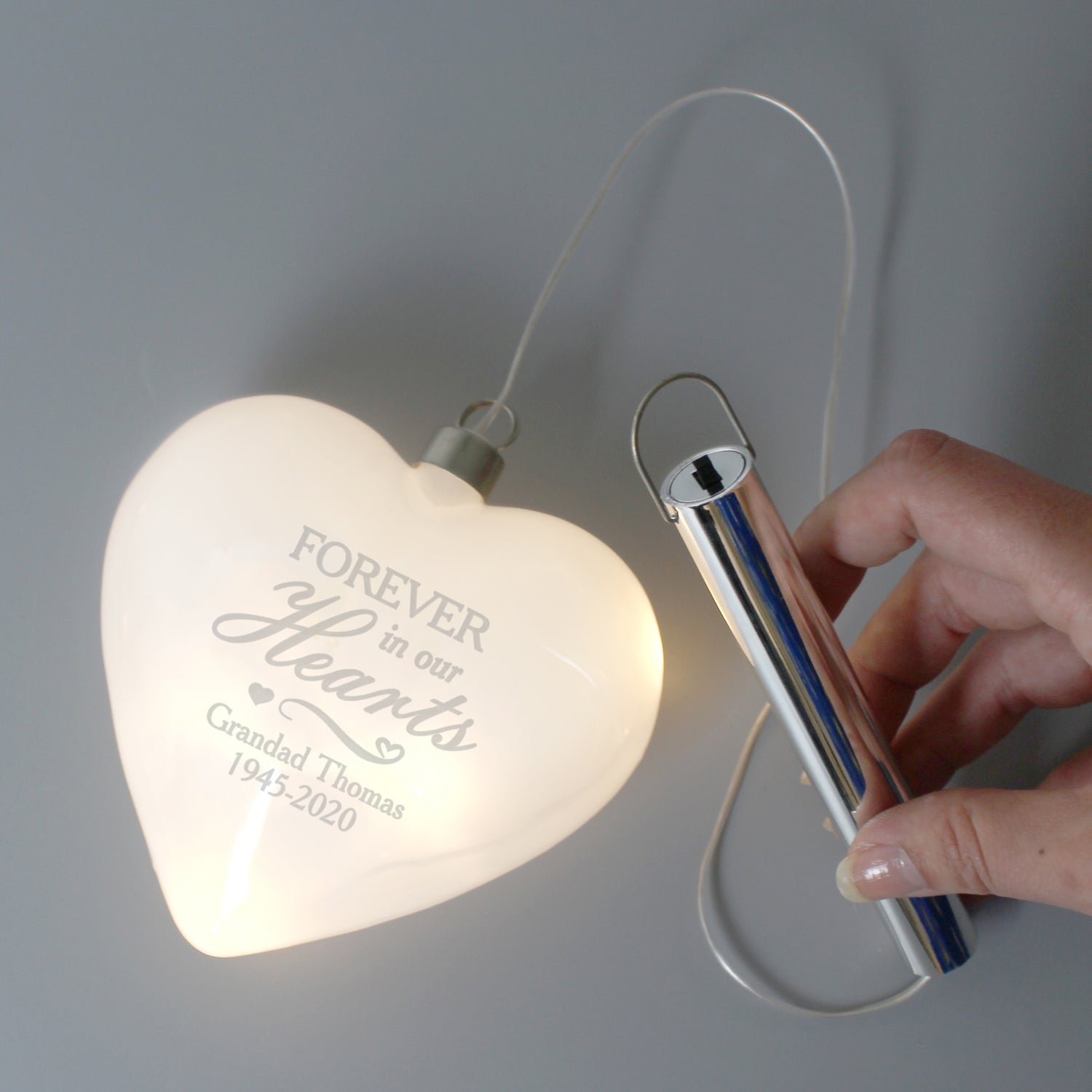 Personalised Forever In Our Hearts LED Hanging Glass Heart - gift & personalise