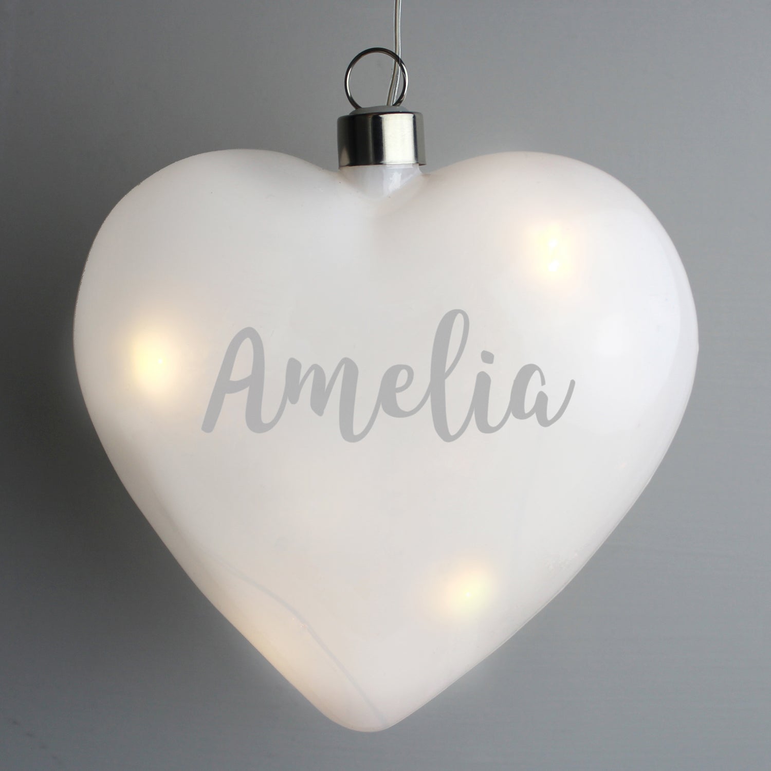 Personalised Name Only LED Hanging Glass Heart - gift & personalise