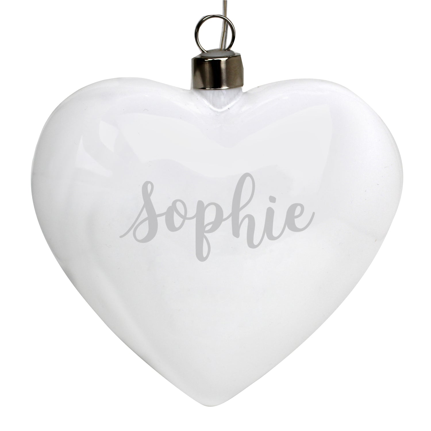 Personalised Name Only LED Hanging Glass Heart - gift & personalise