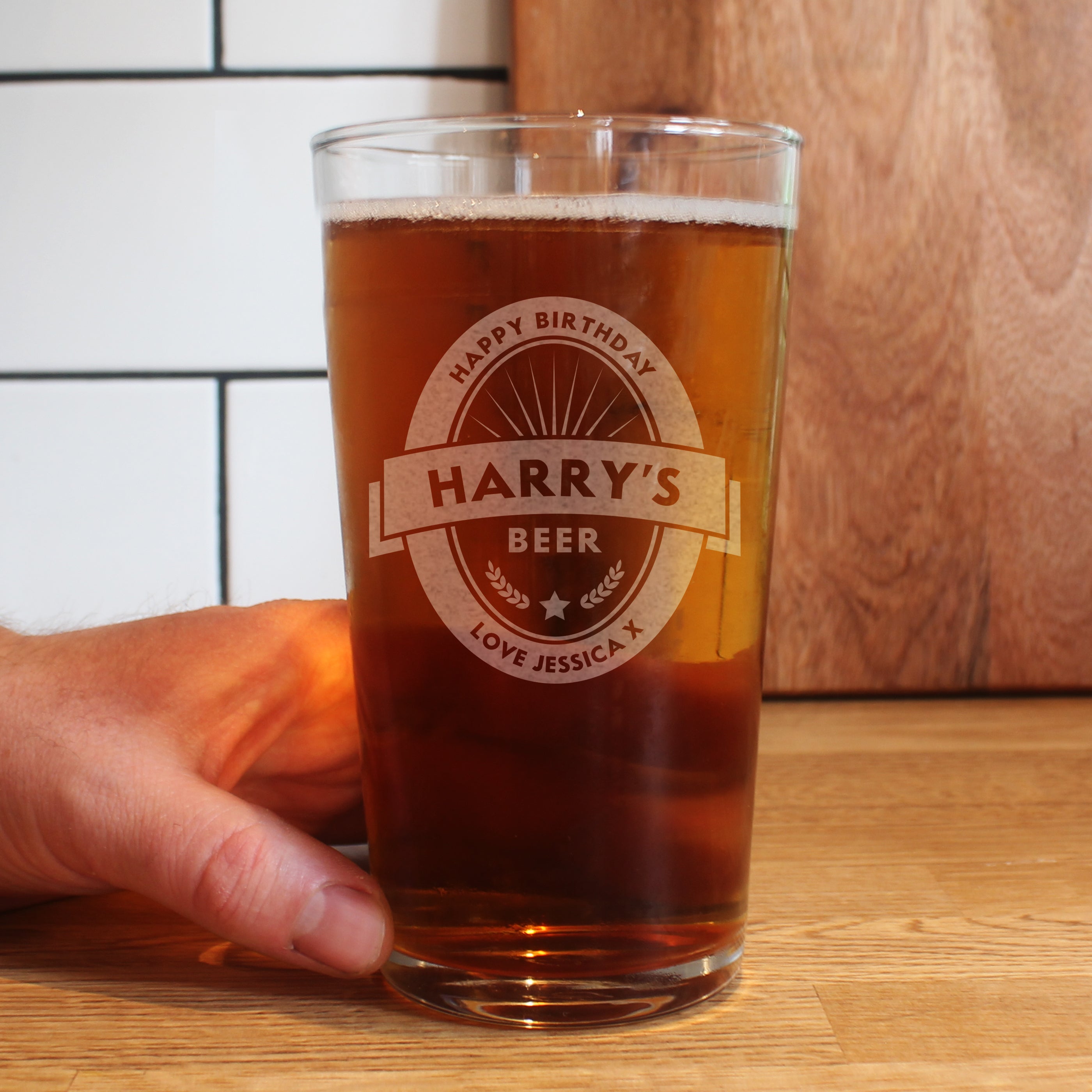 Personalised Beer Label Pint Glass - gift & personalise