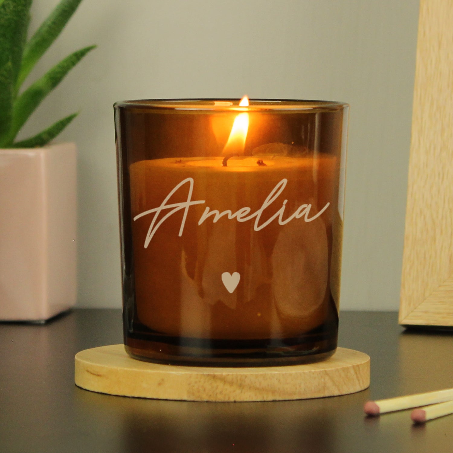 Personalised Amber Glass Candle - gift & personalise
