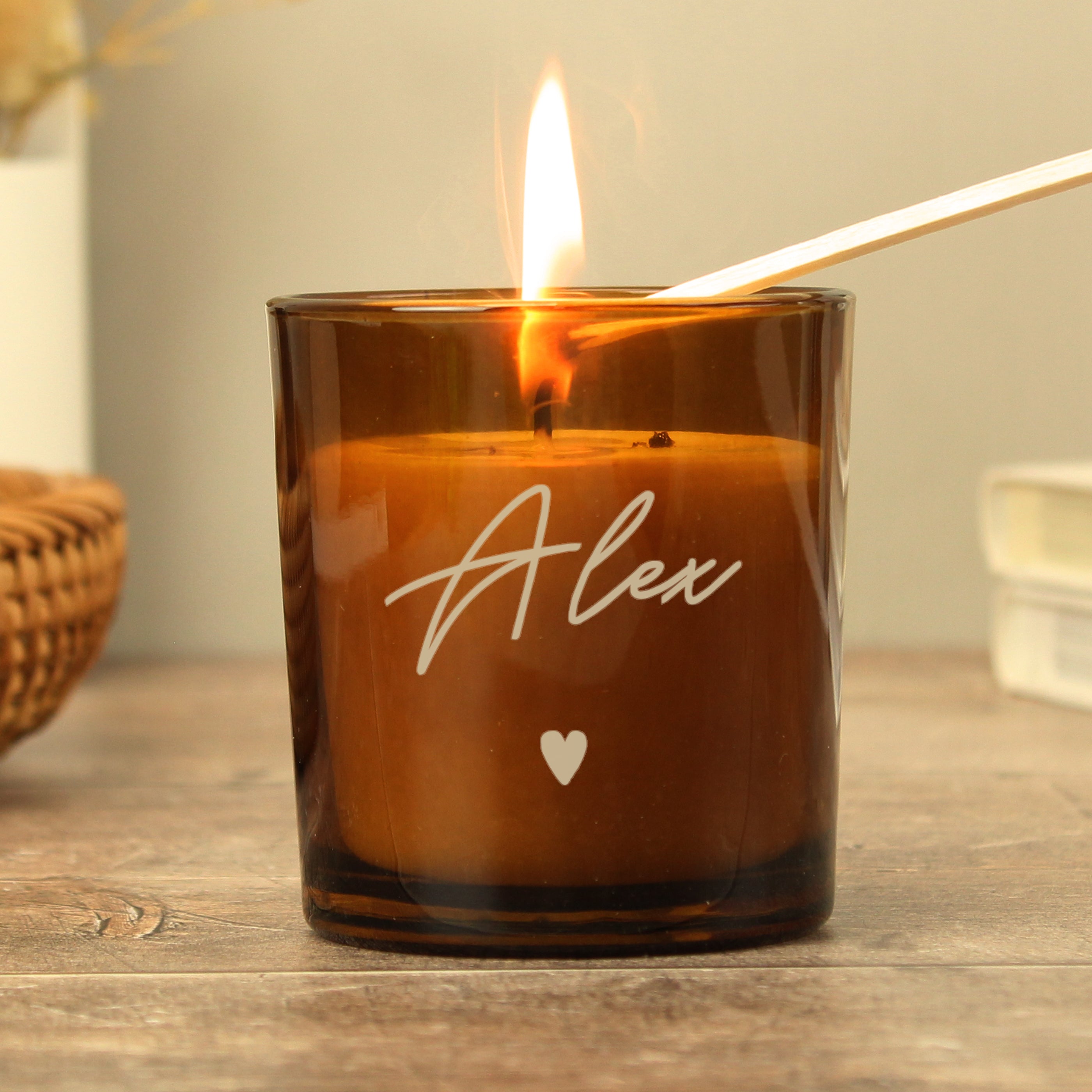 Personalised Amber Glass Candle - gift & personalise