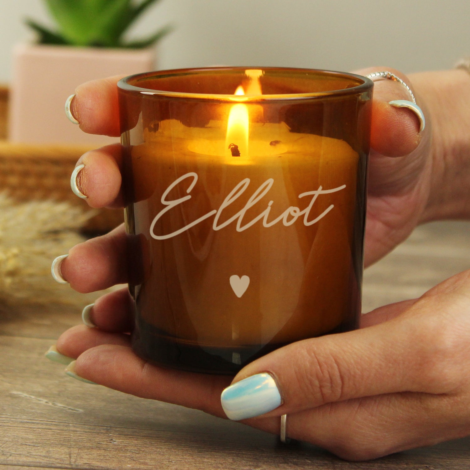 Personalised Amber Glass Candle - gift & personalise