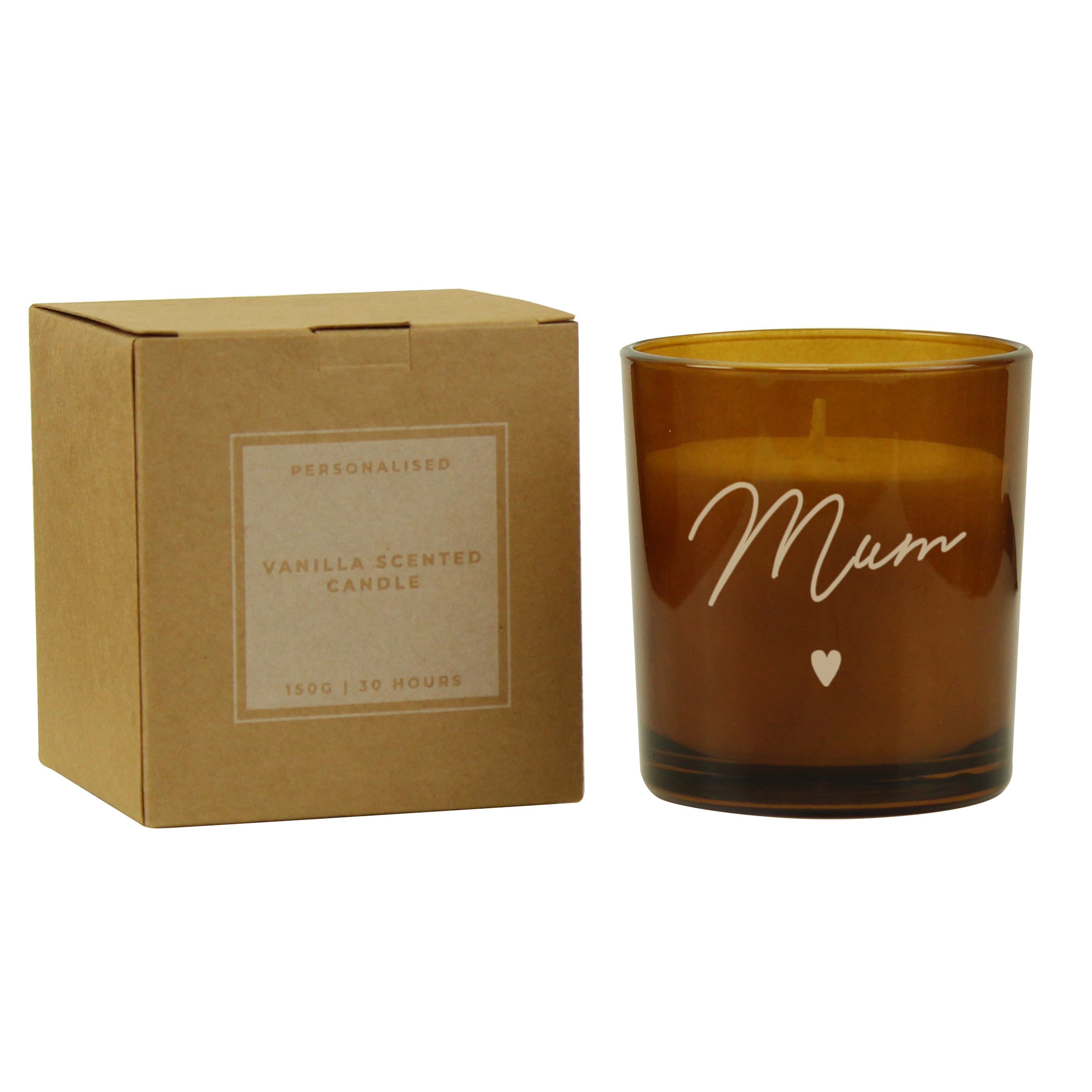 Personalised Amber Glass Candle - gift & personalise
